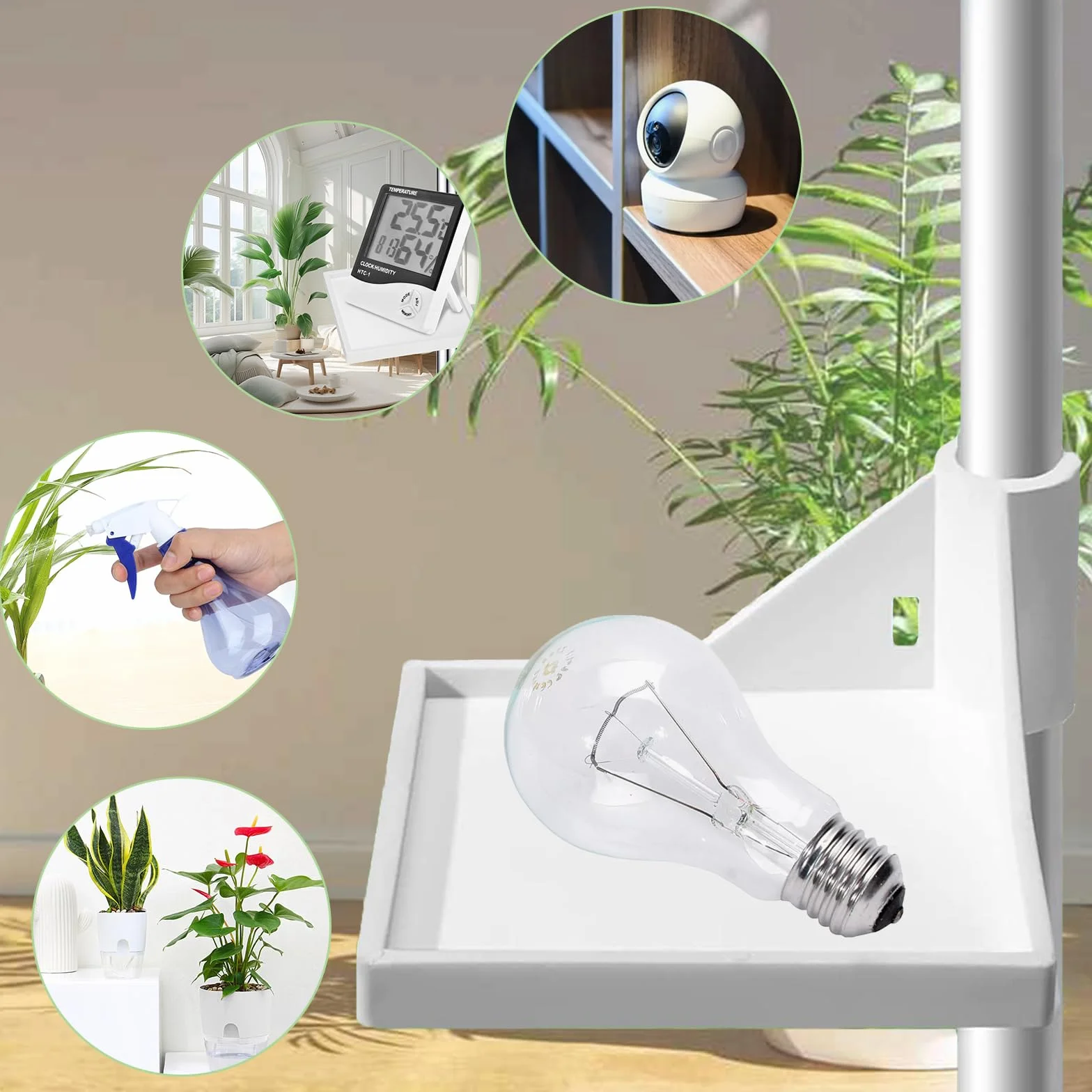 Accesorios para Tienda de Cultivo, 4 Pieza Estantes de Esquina para Tienda de Crecimiento, 8,9 x 8,9cm Accesorios Versátiles para Tienda de Cultivo, para Postes de Tienda de 16mm, Blanco(Reutilizable)