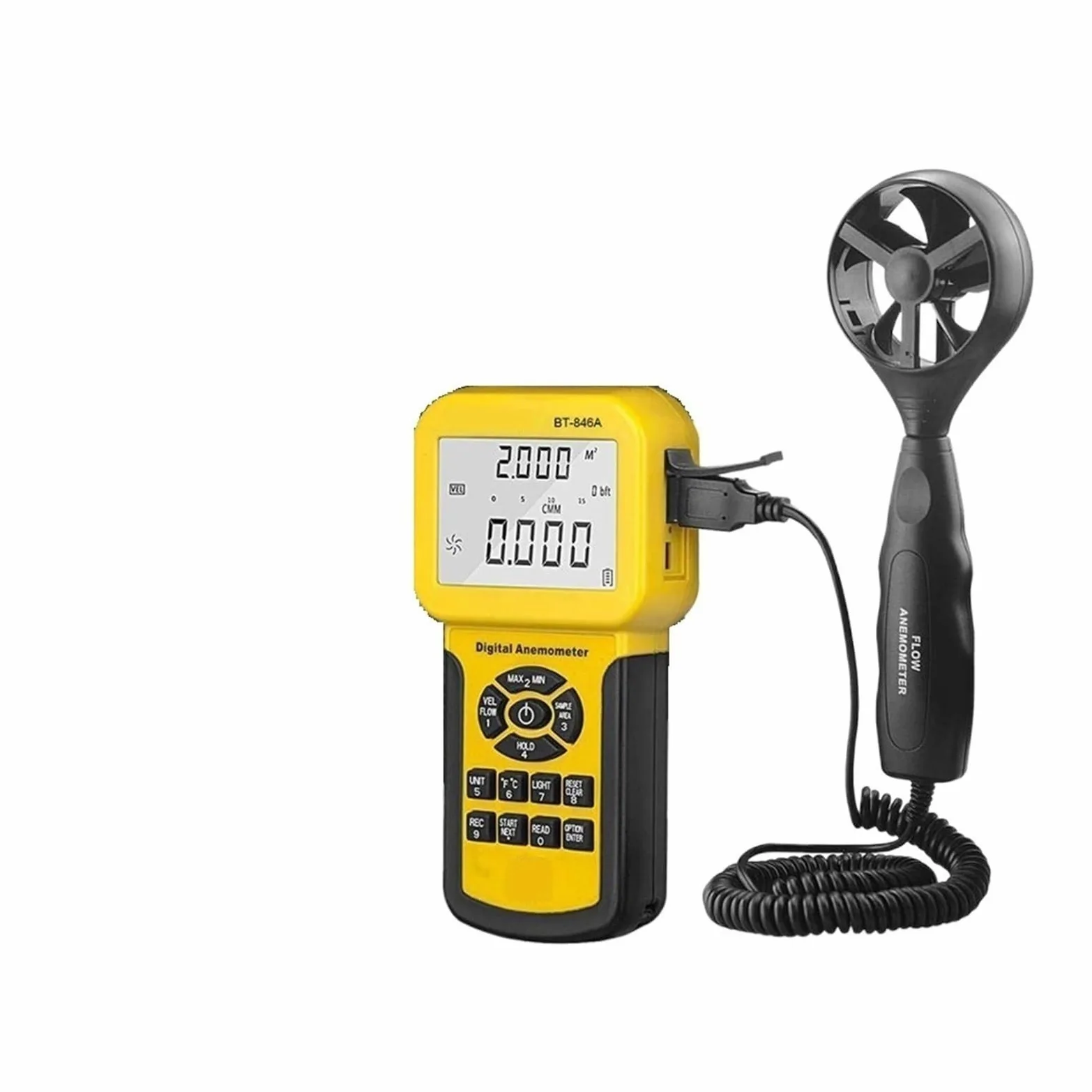 Anemómetro Digital Volumen De Aire Velocímetro Probador Velocidad Del Viento Medidas Medidor Tacómetro MedicióN Precisa