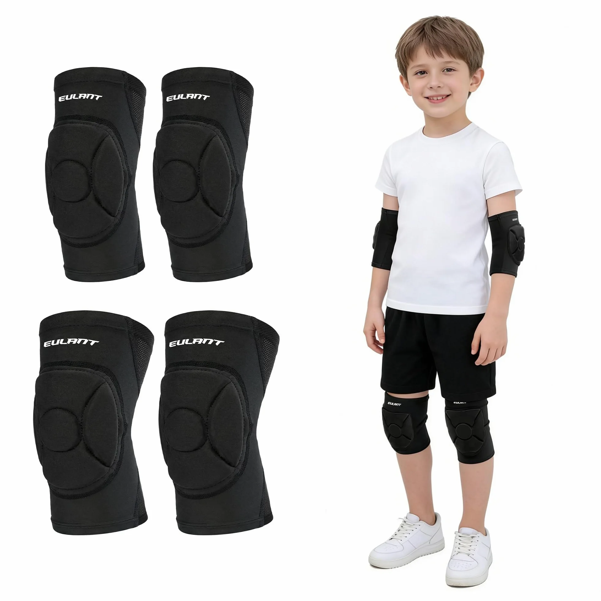 EULANT Coderas y Rodilleras para Niño/Jóvenes, Juego de Protecciones de Patinaje, Transpirables
