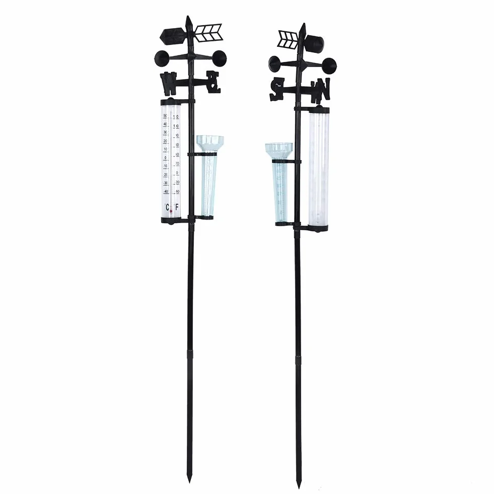 Yosoo Health Gear Medidor de Lluvia, Estación Meteorológica 3 en 1, Medidor de Lluvia, Termómetro para Jardín Al Aire Libre, Indicador de Viento, Medidor de Agua de Lluvia, Medidor de Medición