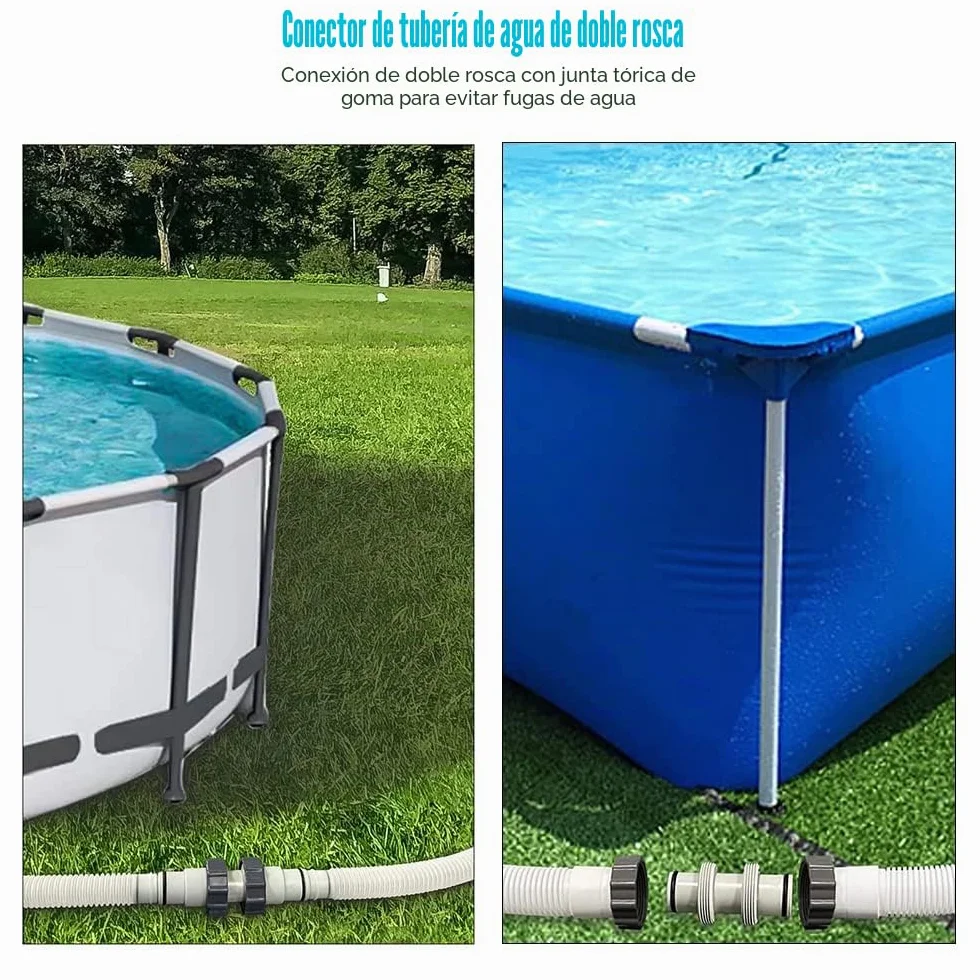Adaptador Manguera Piscina 38mm, Conector Recto para Piscina Intex Bestway
