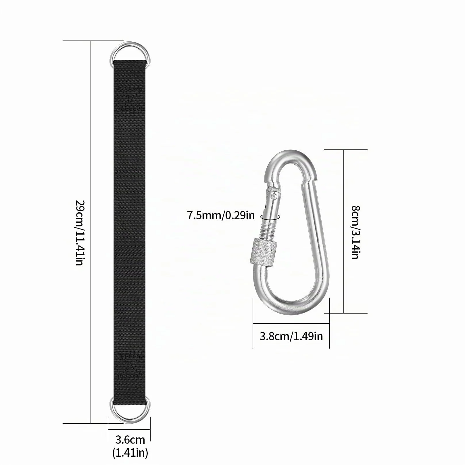 Kit de Fijación para Hamaca de 2 Piezas,Correas de Árbol para Columpio, Conjunto de Fijación de Silla Colgante con Mosquetones y Anillos en D, Correas para Hamaca para Columpios de Interior y Exterior