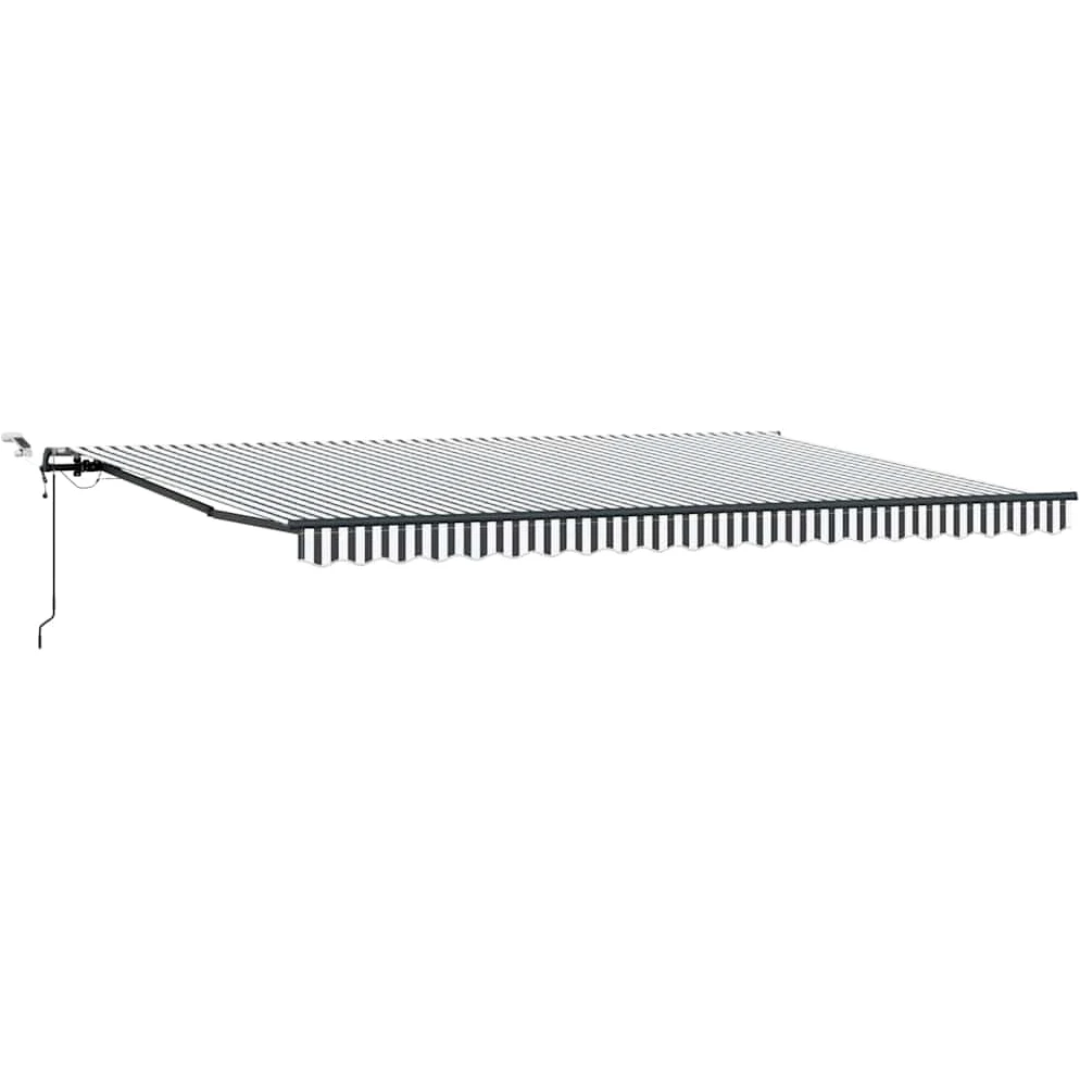 Toldo de 500 x 300 cm, antracita y blanco, con iluminación LED y sensor de viento, estructura de aluminio, protección solar, terraza, balcón, paño resistente a la intemperie para jardín
