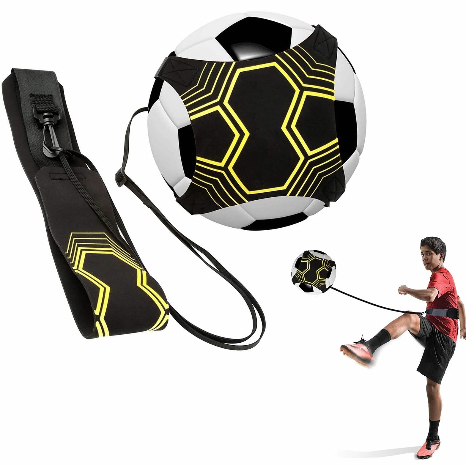 Entrenador de Patada de Fútbol con Cinturón y Cuerda Elástica para Mejorar Habilidades de Práctica