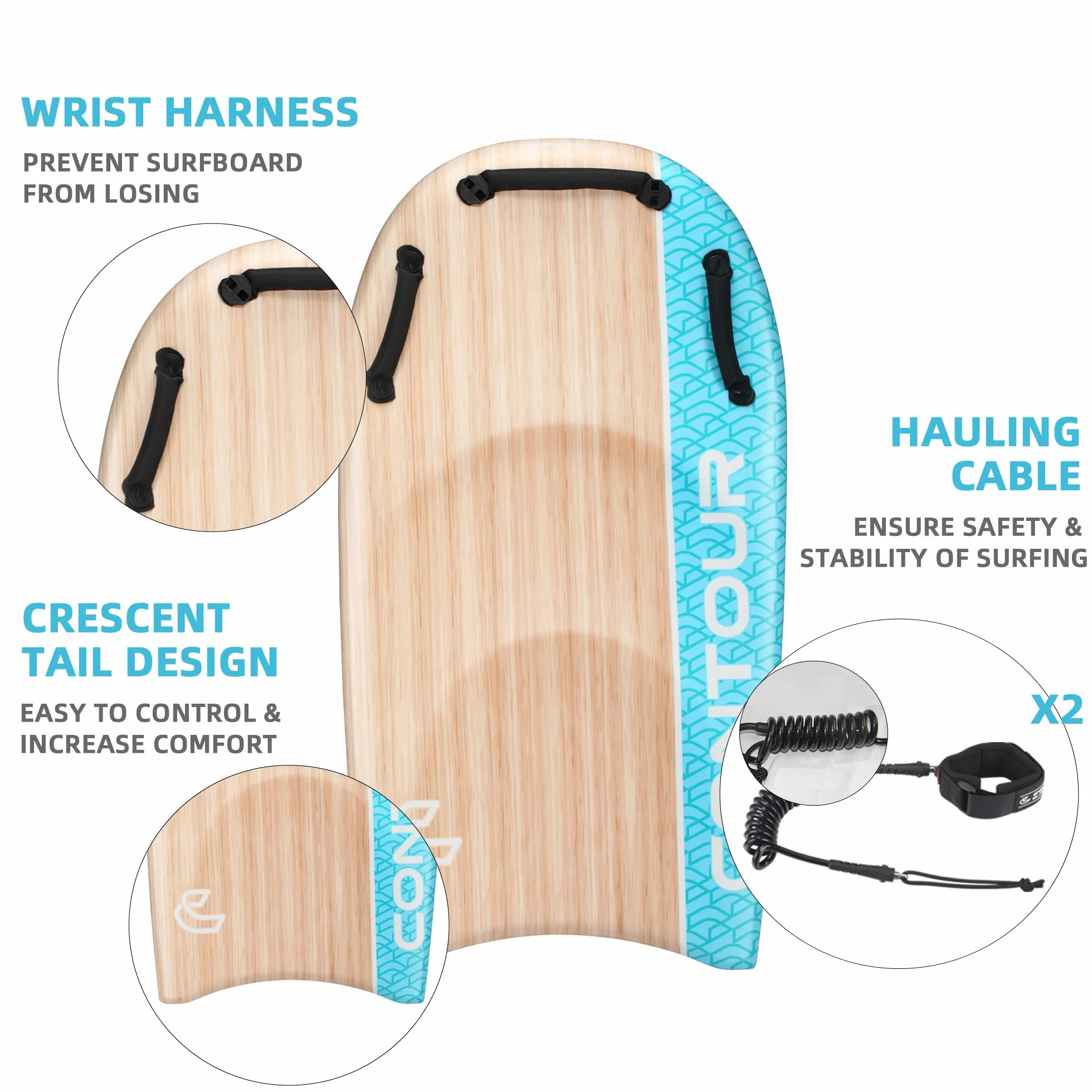 Contour Surf DuoSlider Tabla de Bodyboard 45 Pulgadas con Asas para Dos Personas