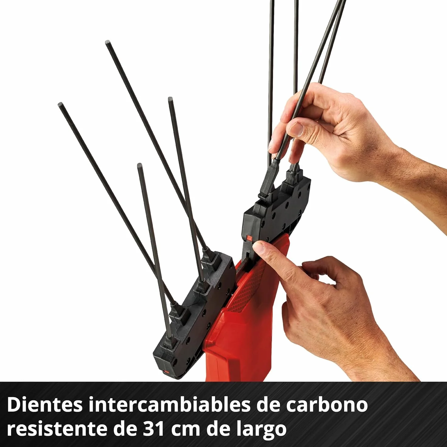 Einhell Vareador de aceitunas con batería GE-FS 18/53 Li-Solo Power X-Change (18 V, 53 cm de anchura de trabajo, 310 cm de longitud total, telescópico, dientes intercambiables, sin batería)