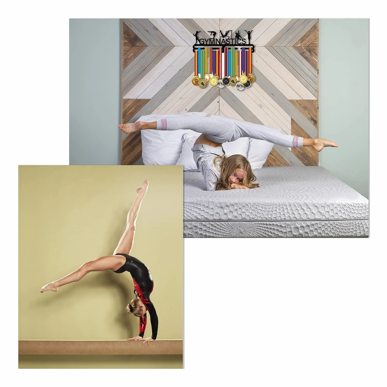 SUPERDANT Porta Medallas de Gimnasia 40x15CM Soporte para Colgar Medallas