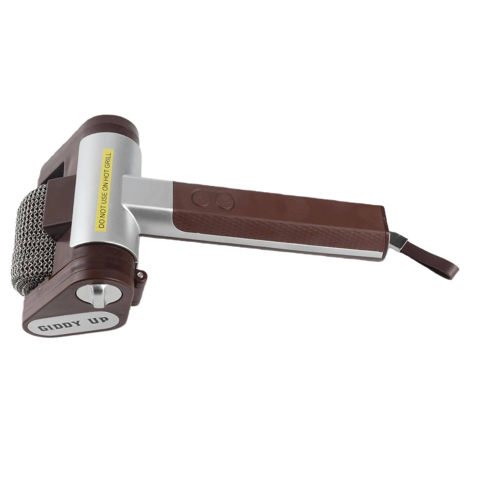 Cepillo Giratorio para Parrilla, Herramienta inalámbrica Recargable para Barbacoa con Rodillo de Acero Inoxidable de 350 RPM, Limpiador eléctrico para Parrilla de Barbacoa con luz (Brown)