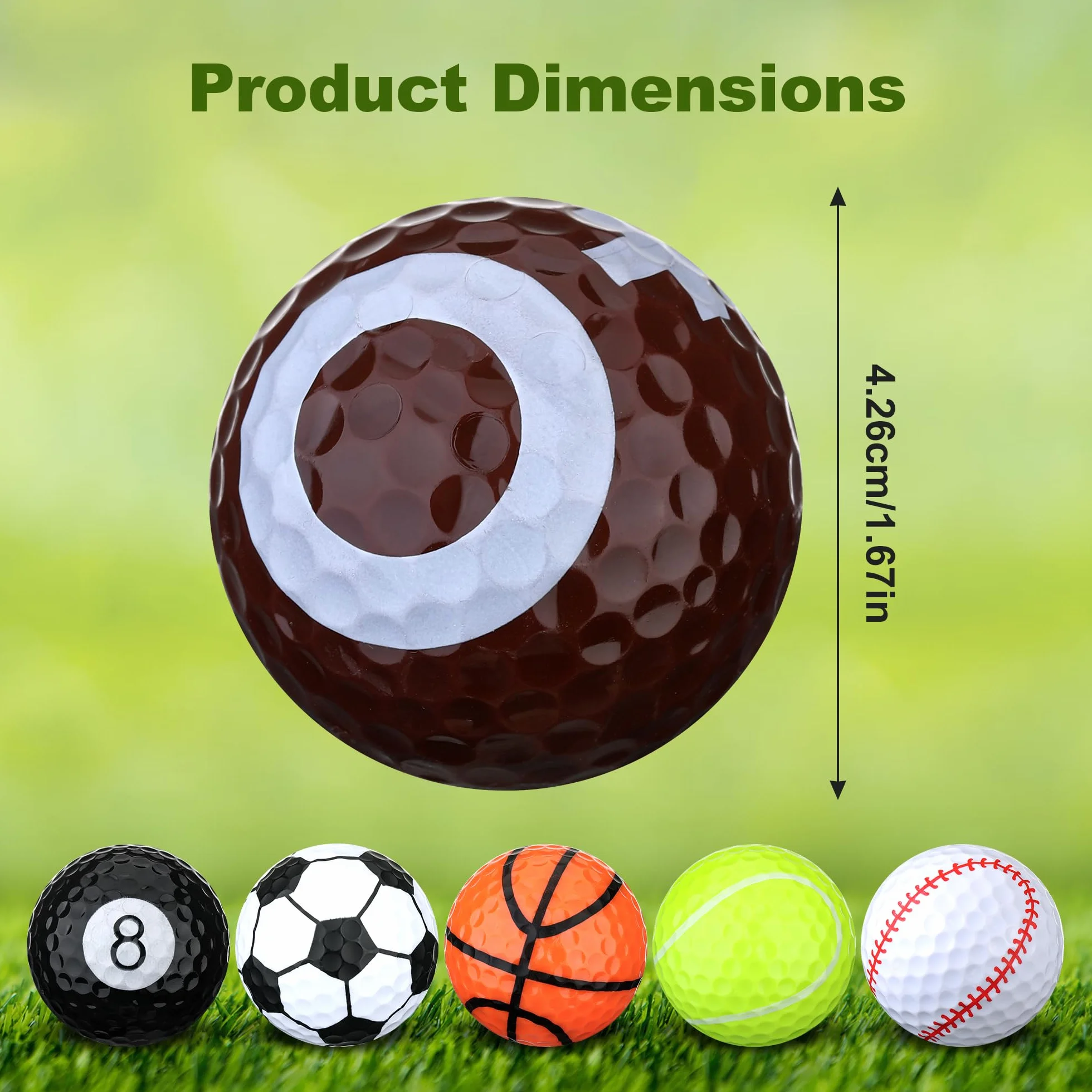 Bolas de Golf Divertidas con Cubierta de Resina y Núcleo de Goma, Regalos para Golfistas