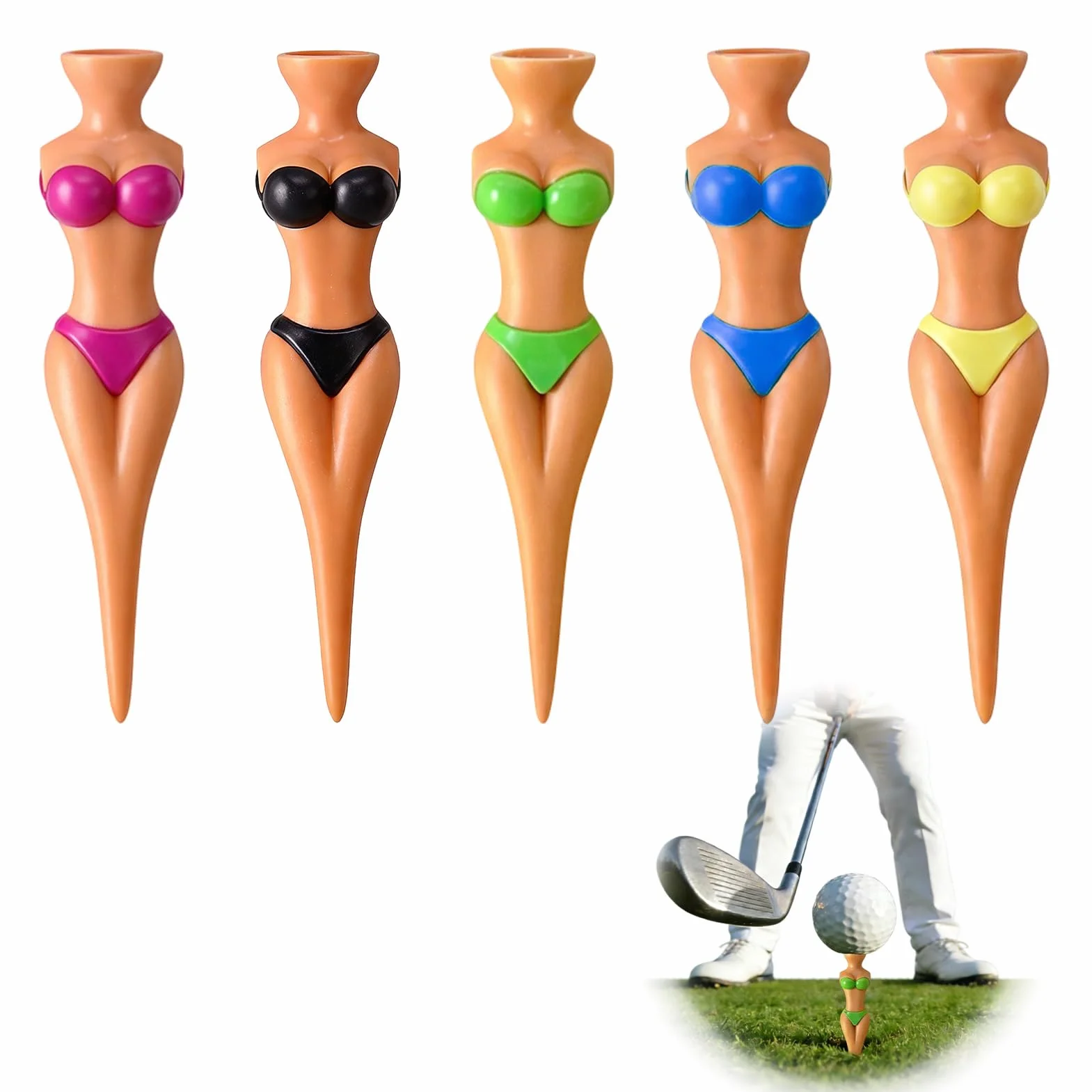 Camisetas de Golf Divertidas de Plástico 5 piezas 76 mm para Niñas Hombres Mujeres Entrenamiento