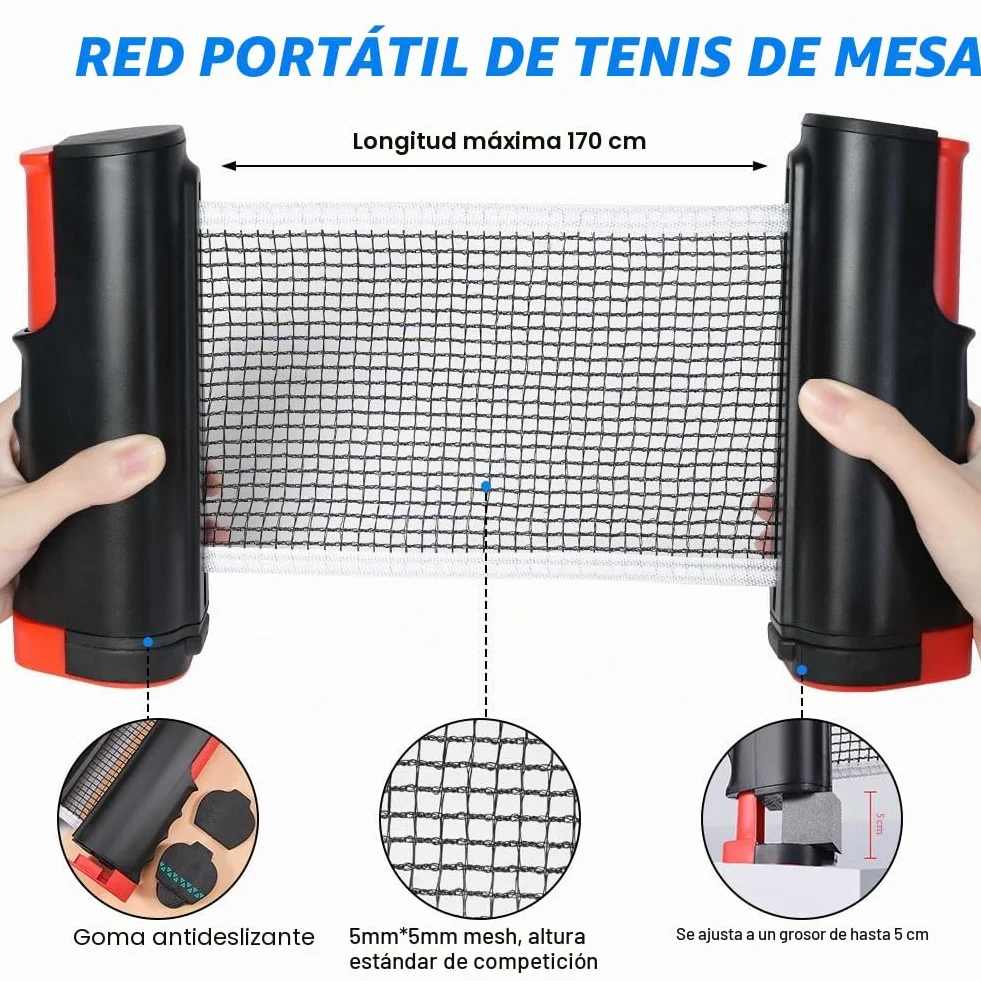 Flintronic Red de Ping Pong Retráctil, Soporte Telescópico Portátil, Longitud Ajustable