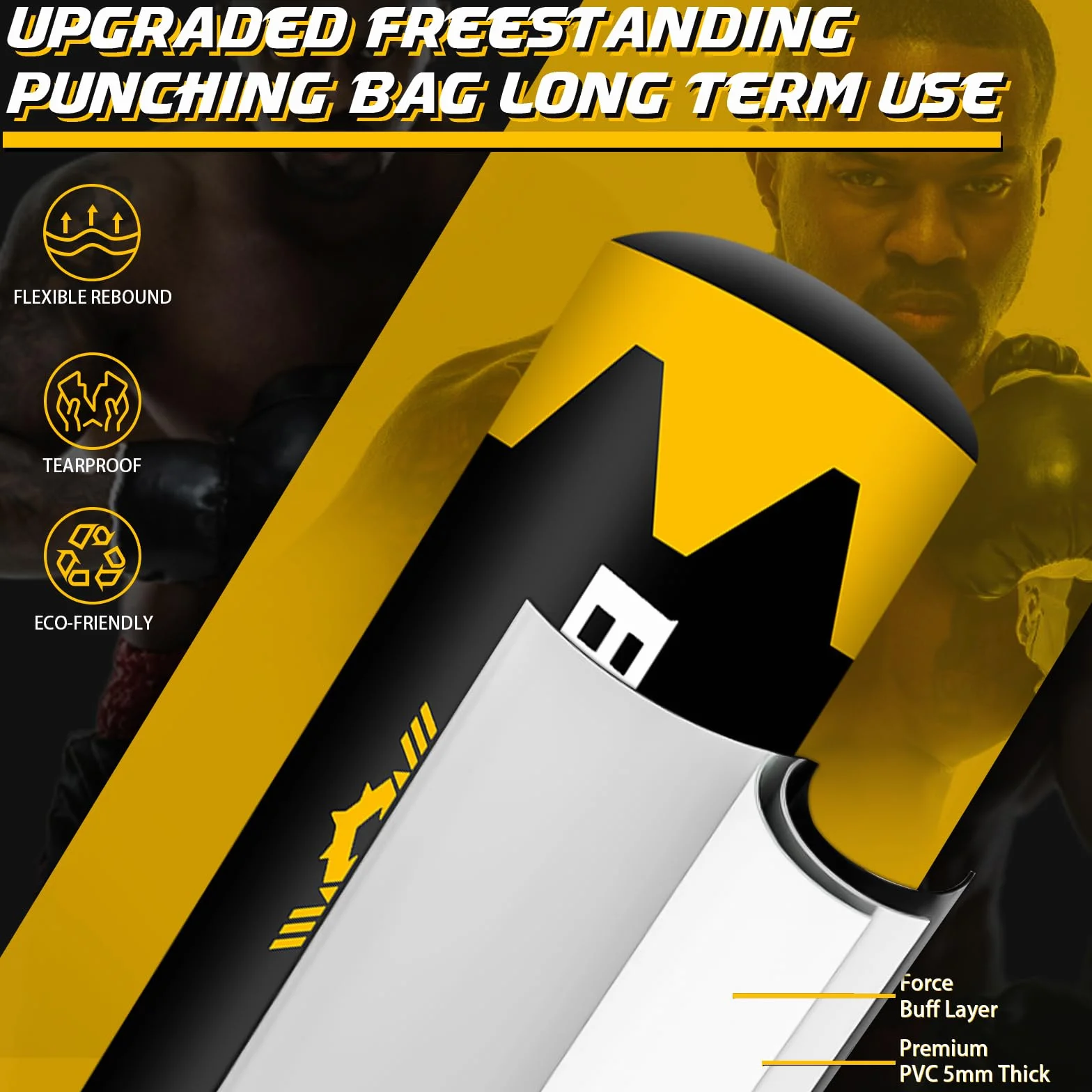 Saco de Boxeo Adulto 2 en 1 180 cm Auto inflable con Guantes y Bomba