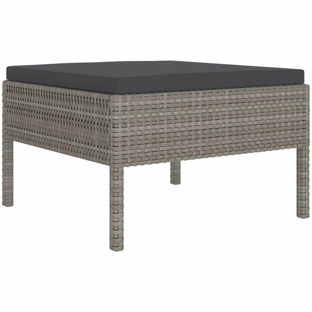 Juego de salón de jardín de polirratán gris, con cojines, muebles de exterior para terraza, balcón, patio, resistente a la intemperie, fácil de limpiar