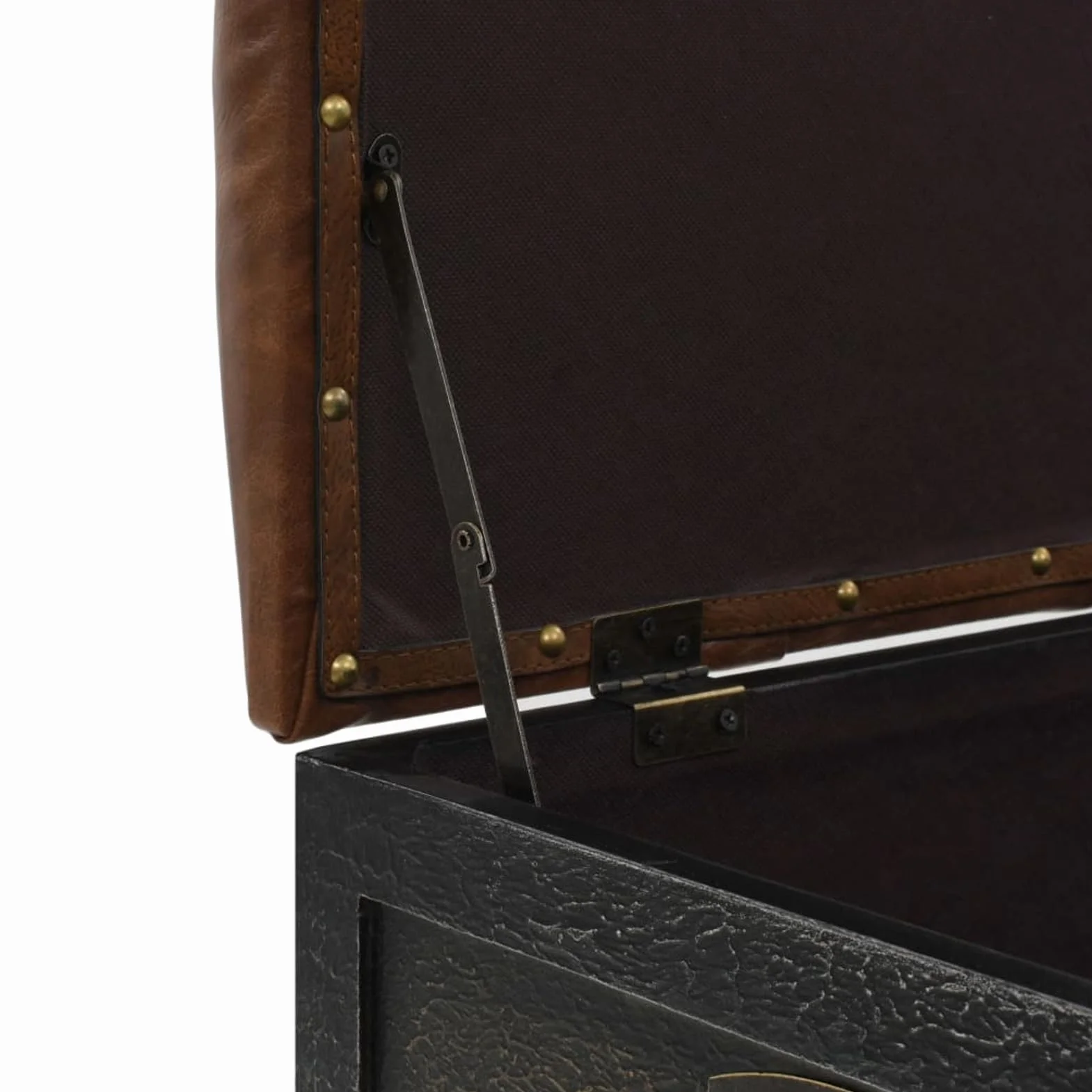 Gecheer Banco de almacenaje Madera Maciza Cuero sintético 80,5x41x50cm
