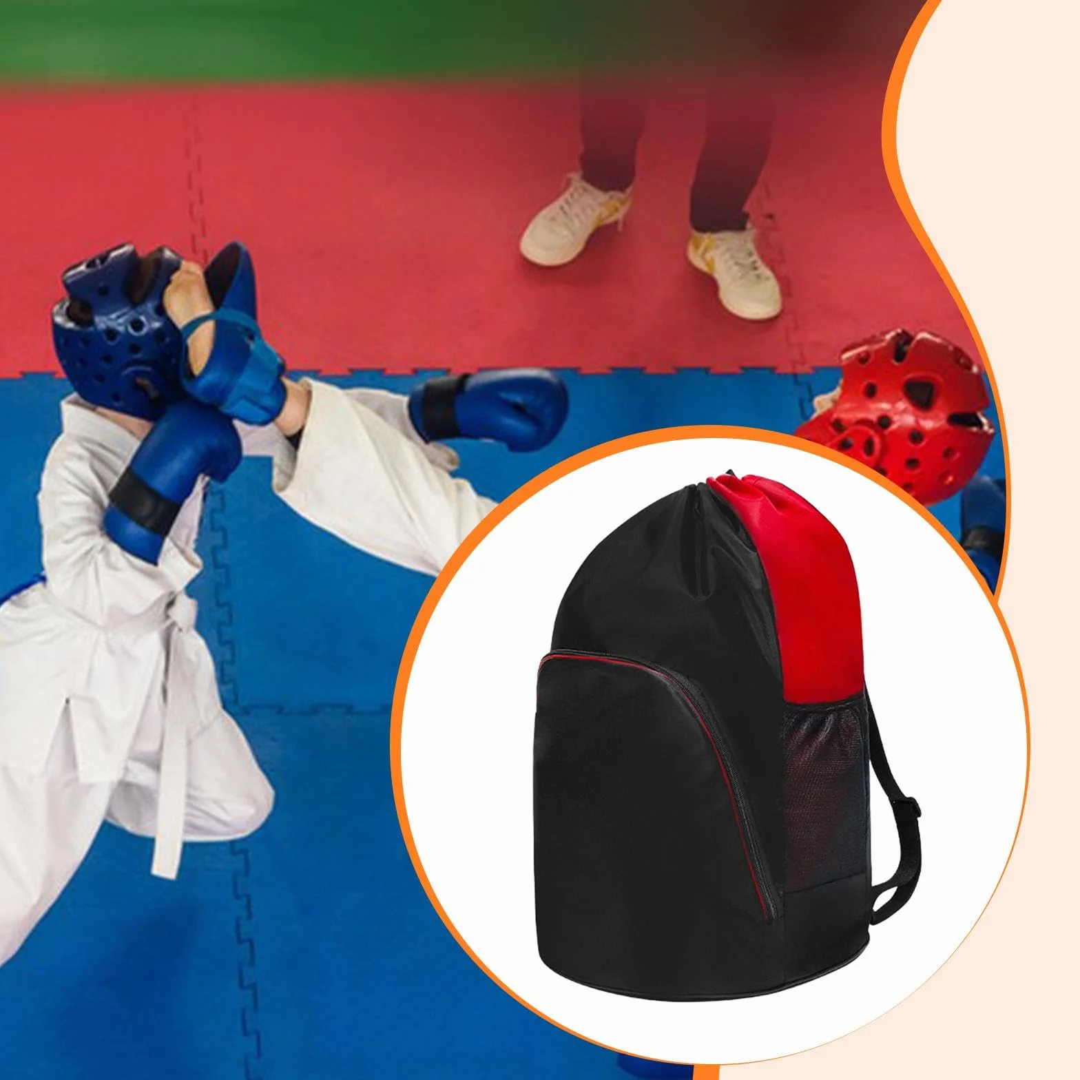 Mochila de Taekwondo Impermeable Bolsa de Deportes para Karate Boxeo Sanda Protectores