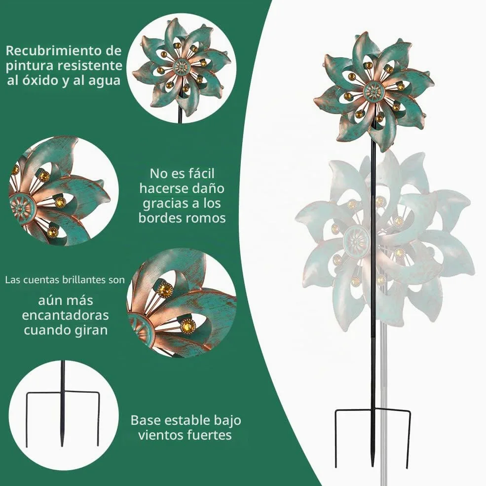 Molinillos de Viento Metal Impermeables 94 x 25,4 cm para Jardín y Patio