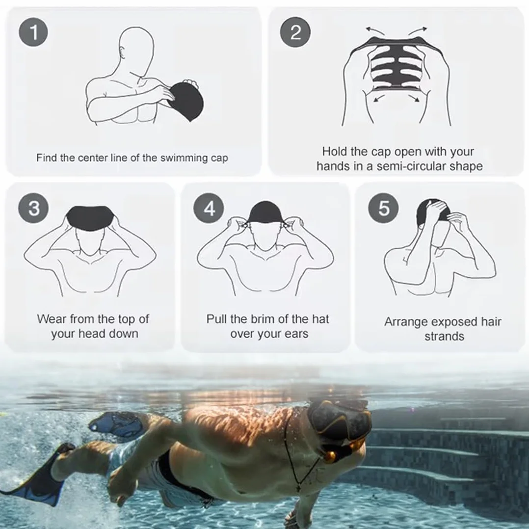Gorro de Piscina de Tela Elástico para Hombre y Mujer