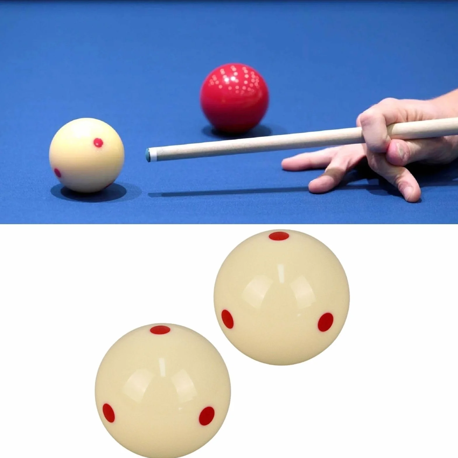 Bolas de Billar Blanca 57,2 mm 2 Piezas Entrenamiento Resina