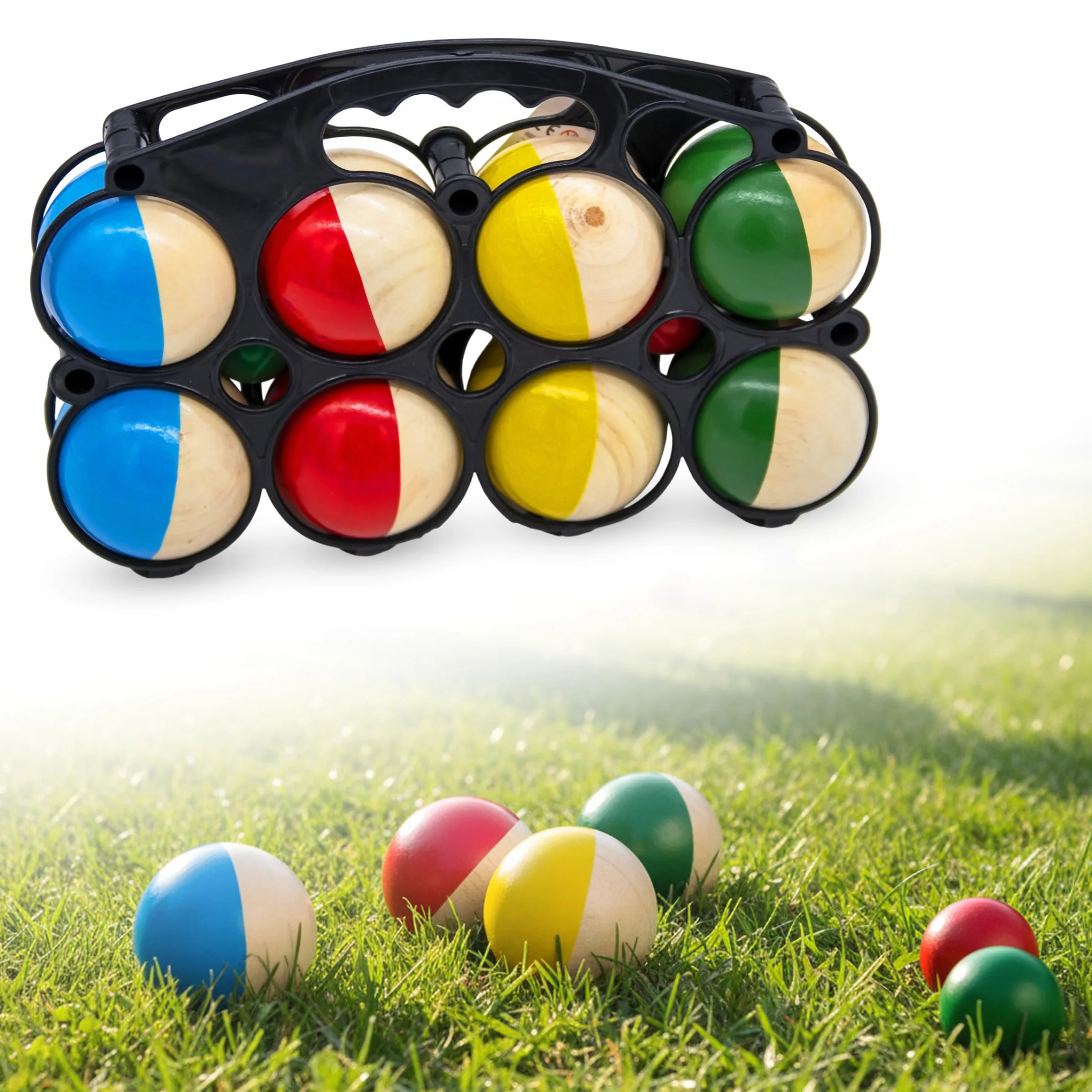 Spetebo Boccia Juego de Bolas de Madera con Bolsa de Transporte 8 Bolas para Niños