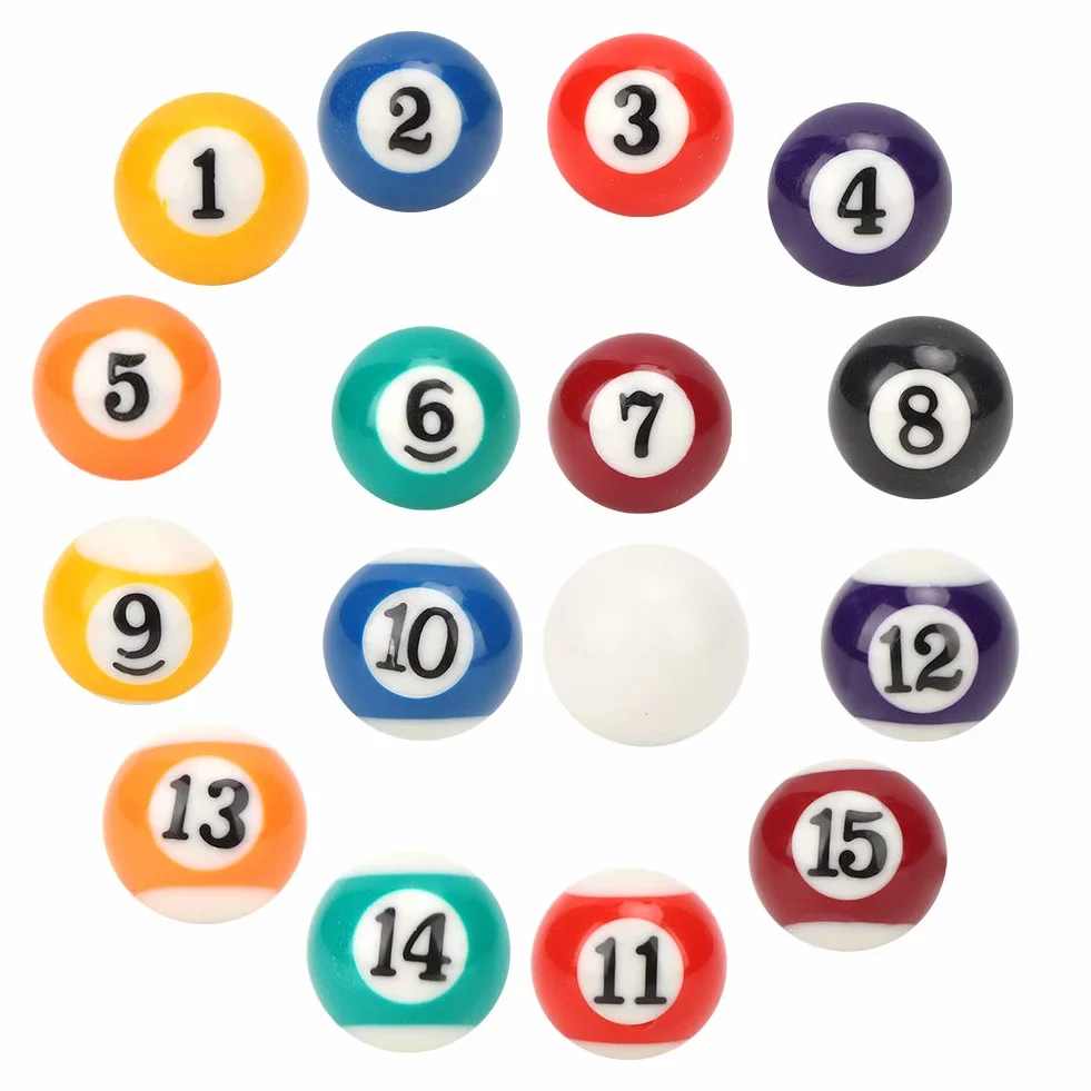 MAGT Mini Bola de Billar 16PCS 2,5 cm Resina Portátil Accesorio de Mesa de Billar