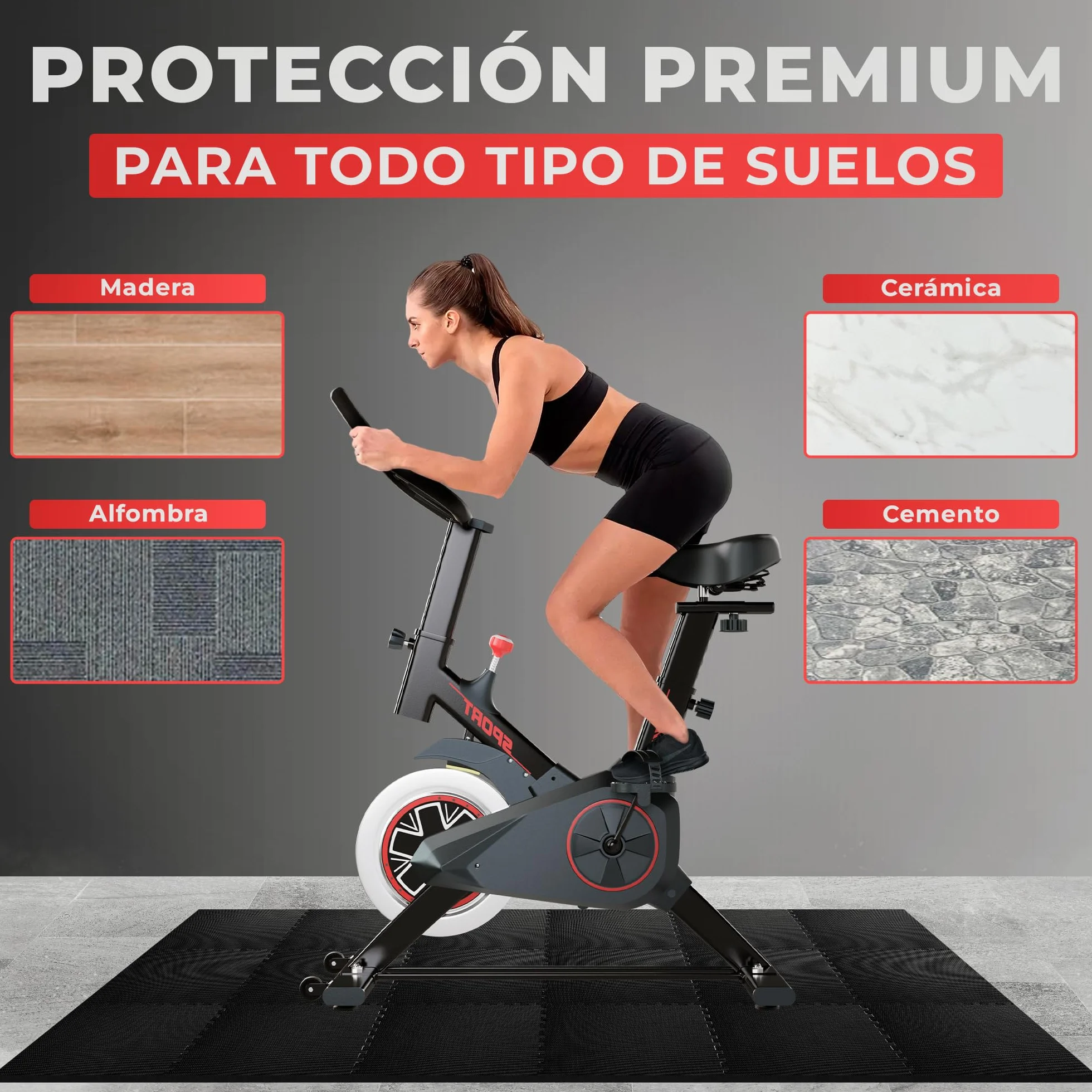 Esterilla Puzzle Fitness de Goma 30x30x1cm 36 Piezas Suelo Gimnasio