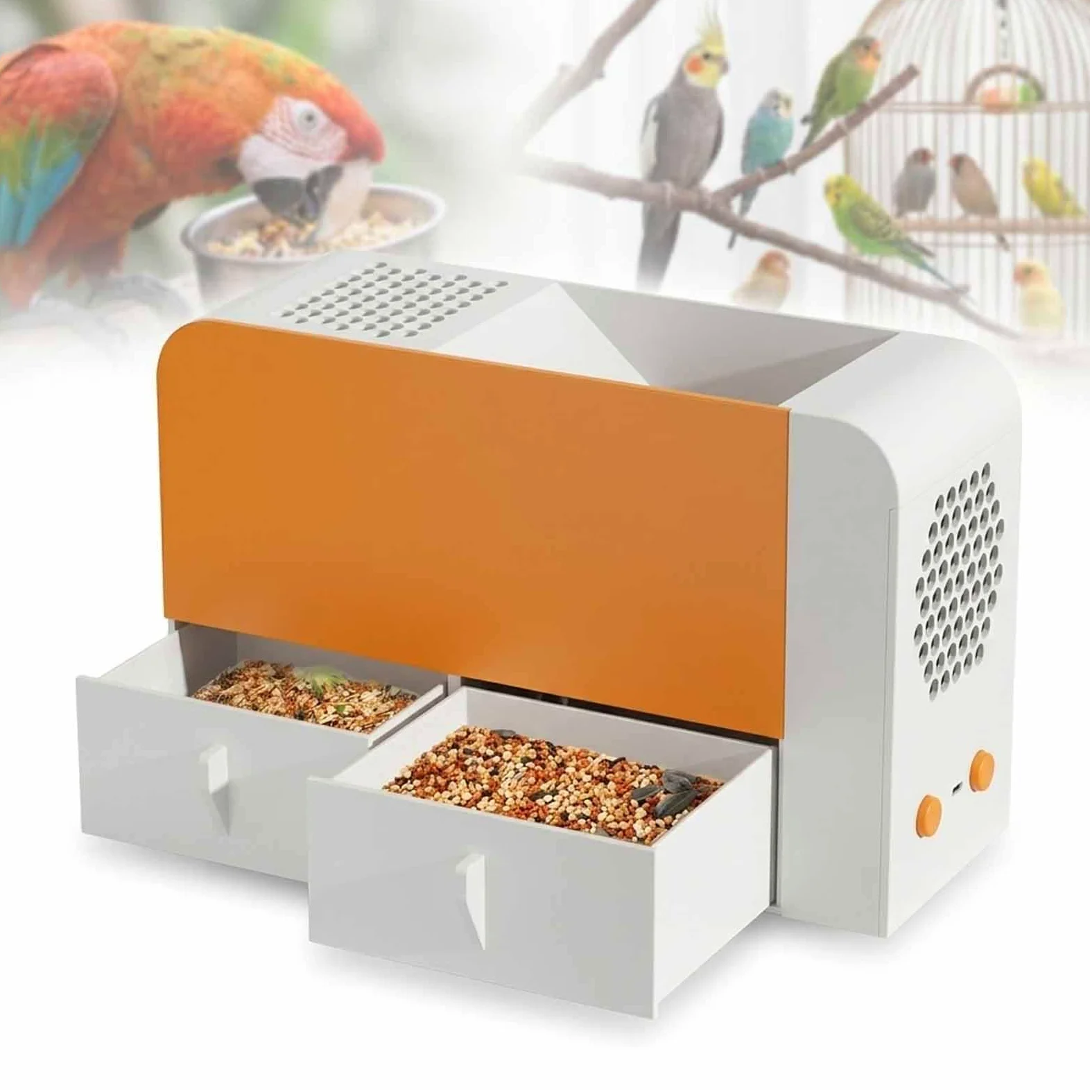 MObyat Limpiador Soplador Semillas Aves Eléctrico, Máquina Soplado Granos Loros Eléctrica 5 Niveles Velocidad Viento Compartimento 10 Cm, Mijo Granos Varios Semillas Melón Arroz