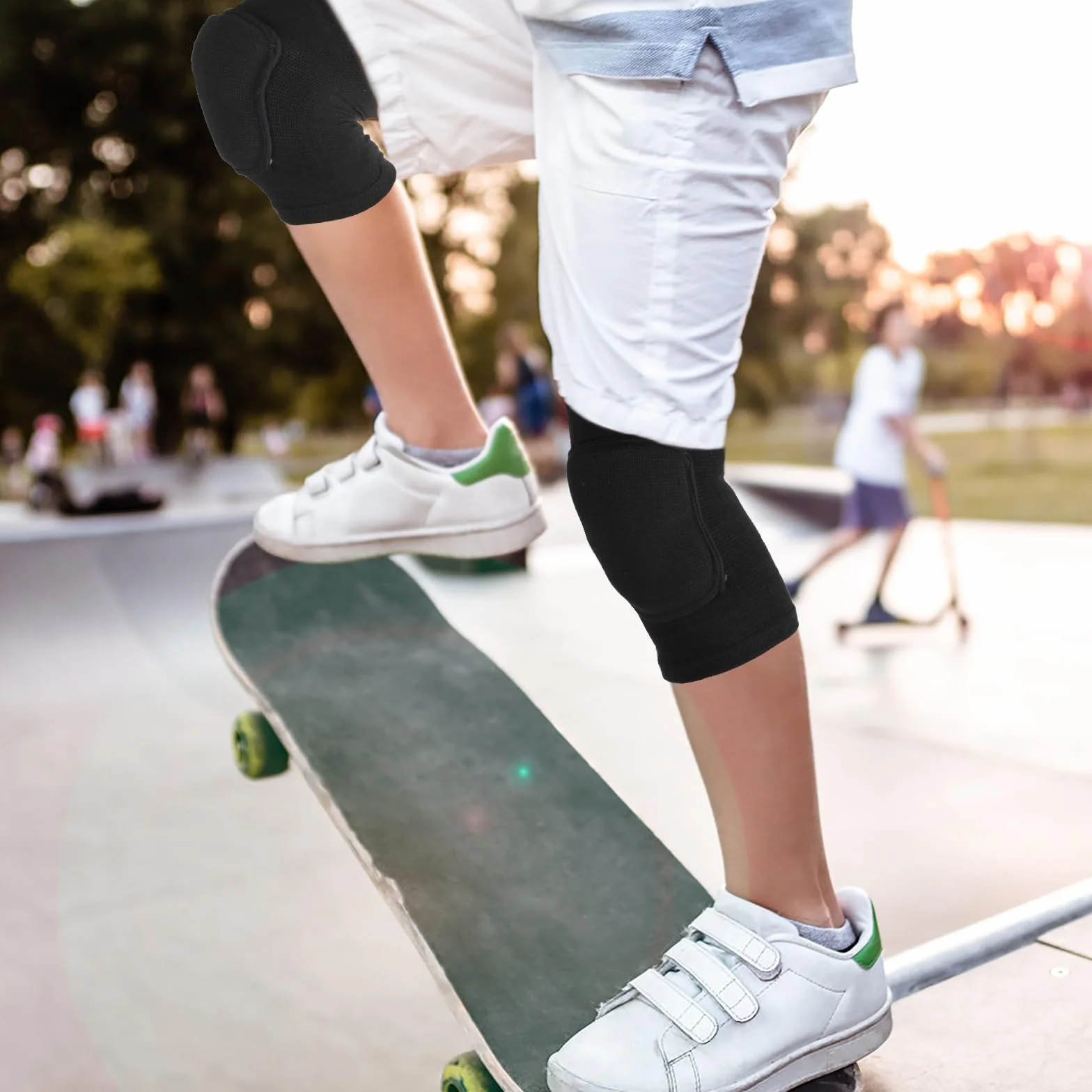 Rodillera Elástica Transpirable Antideslizante para Niños Voleibol Baile Correr Deportes