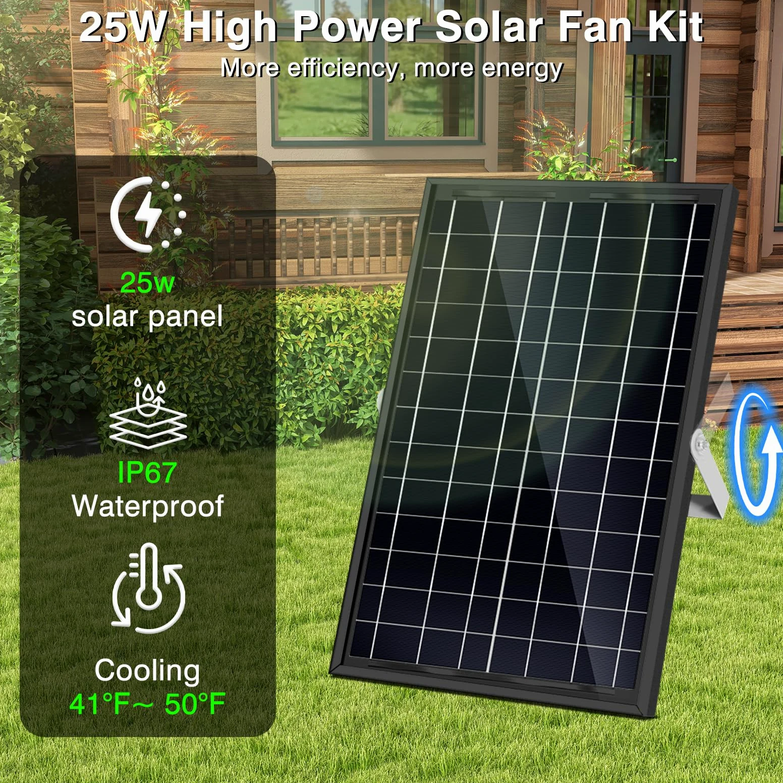 Ventilador de escape solar, ventilador solar de 25 W para gallinero, cobertizo, invernadero y ático, refrigeración de ventilación, fácil instalación, 3500 RPM, cable de 18 pies, kit de 4 ventiladores