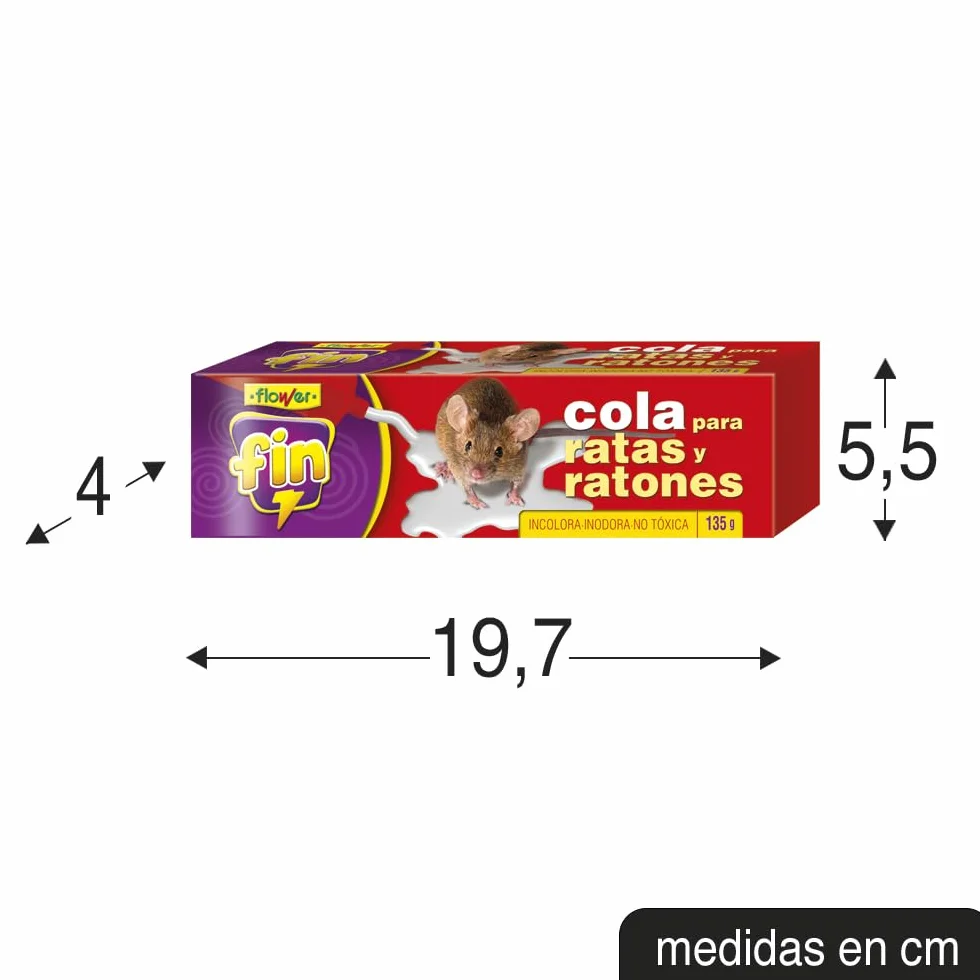 Flower - Cola para Insectos Rastreros y Roedores 135 gr | Adhesivo Efectivo | Incoloro e Inodoro | No Tóxico, Tamaño 19.8x4x5.5 cm, Material Cola
