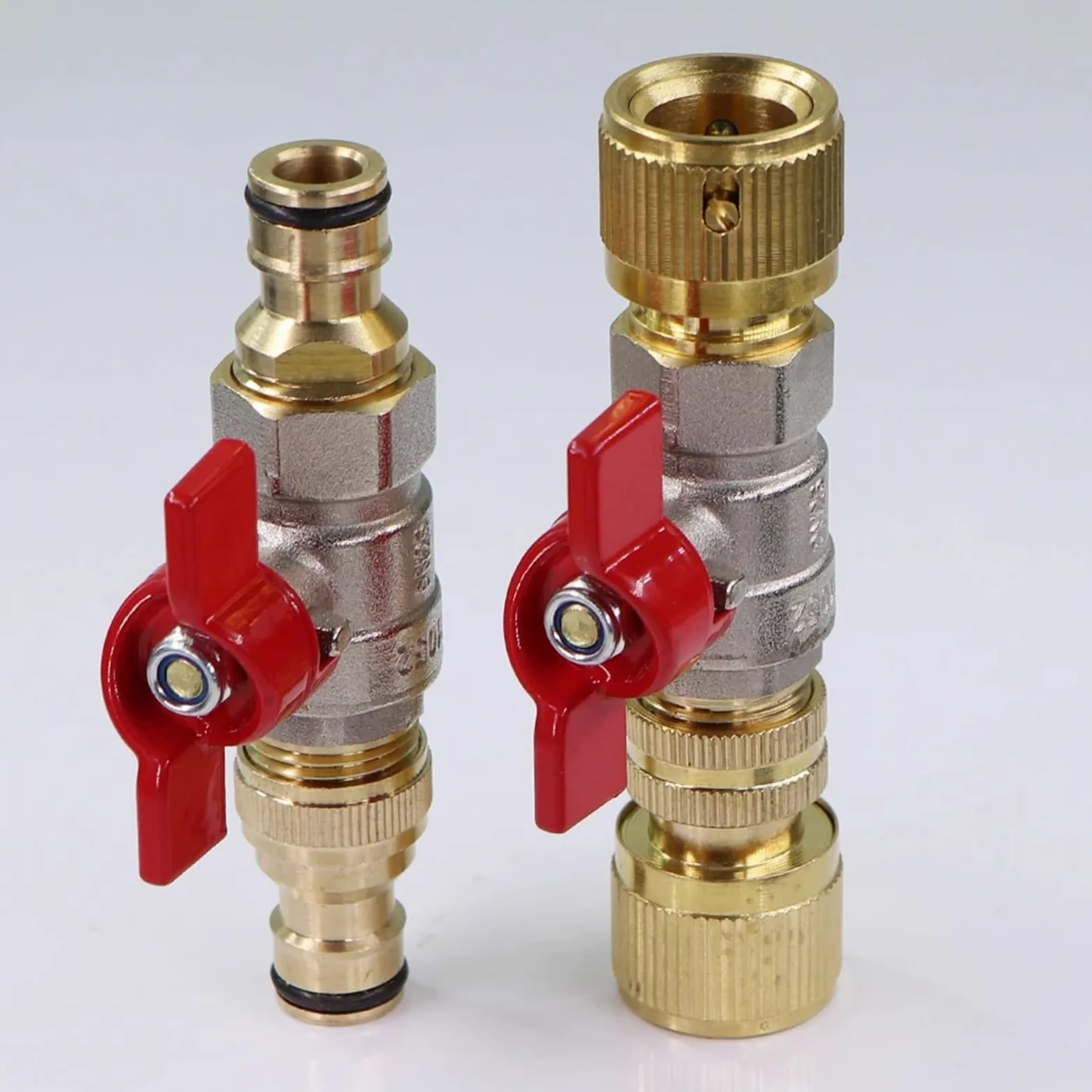 Adaptador de manguera de válvula de bola de latón de 1,27 cm, conector rápido de chupete de 16 mm para riego de jardín, junta de acoplamiento extensor (B-1 juego)