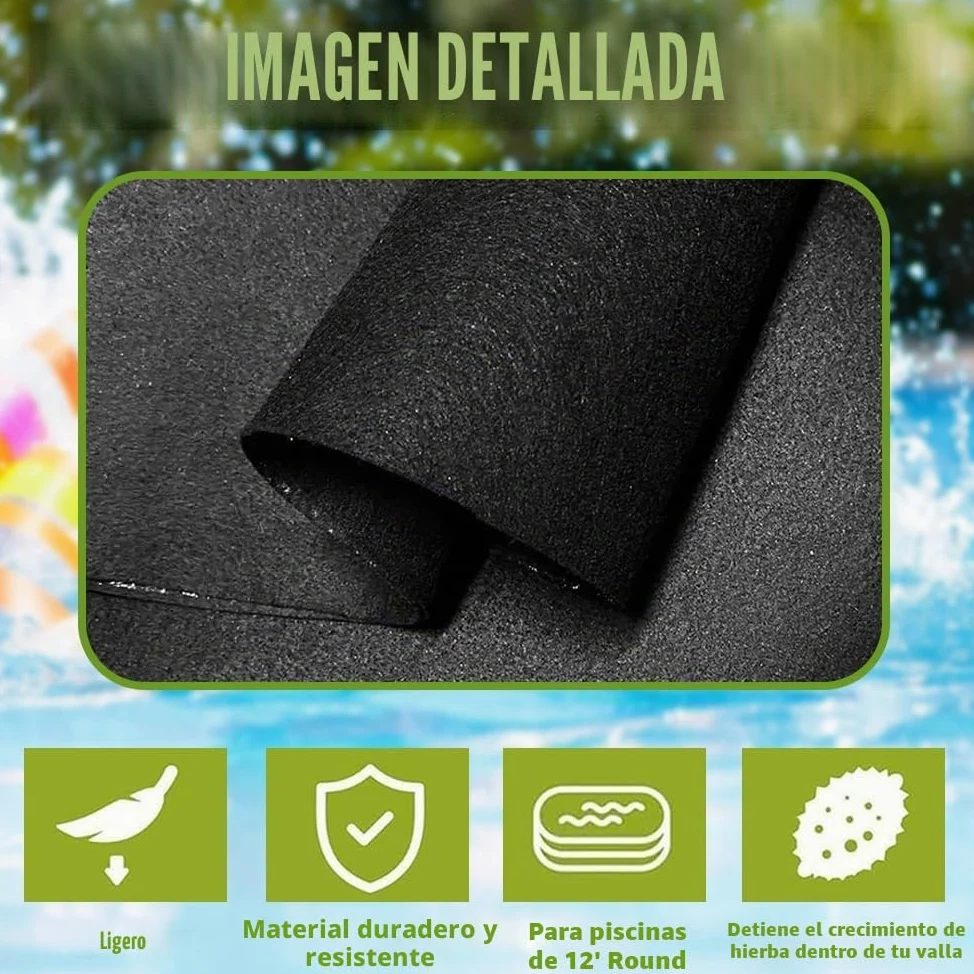 Base de Piscina Redonda, Revestimiento para Piscinas Elevadas, Alfombrilla de Fieltro Absorbente (Negro)