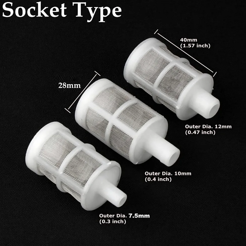filtro de malla para tuberías y bombas, Colador de manguera agua acero inoxidable, blanco, 1/2 pulgada a 4 pulgadas, roscado con púas, 1 pieza, 3 piezas, 5, 10(White 5pcs,2 Inch)