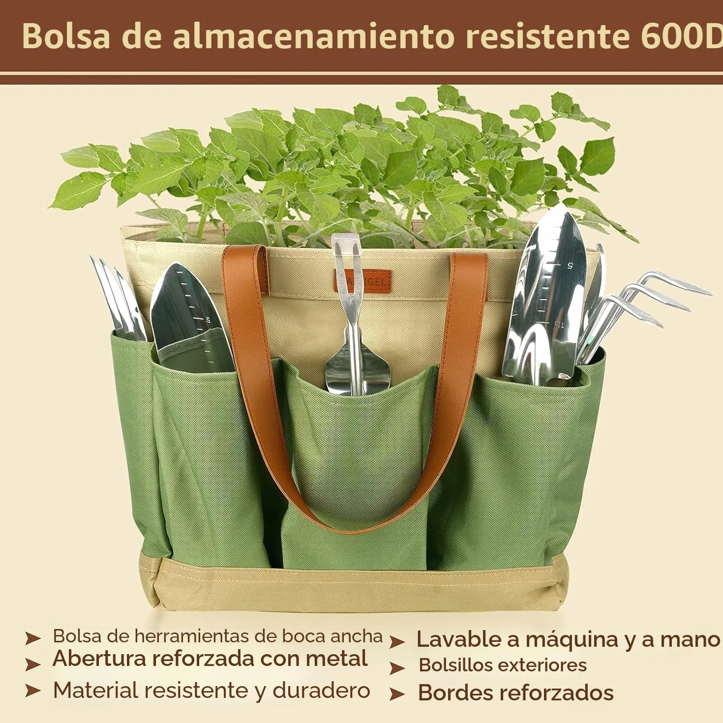 YAUNGEL Juego de Herramientas de jardinería, 10 Piezas de Acero Inoxidable de Uso Pesado con Mango de Madera Antideslizante - Regalos para Mujeres y Hombres, Verde