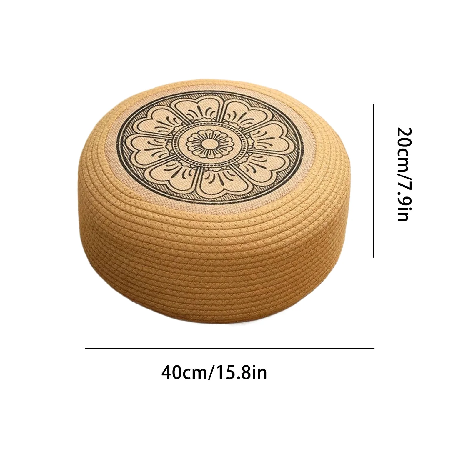 Puff de Ratán Tejido - Reposapiés para Terraza con Cojín Tatami