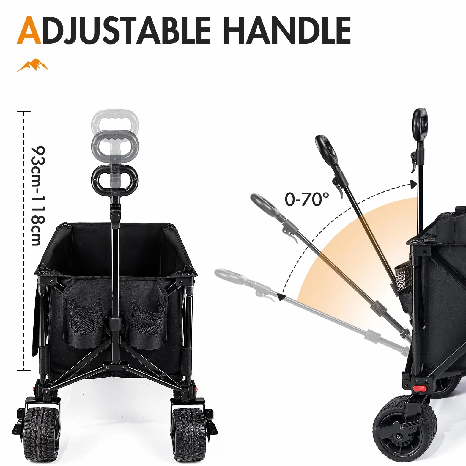 PORTAL Carro de Playa Camping Plegable con Frenos – Ruedas Anchas Todo Terreno, 300L Gran Capacidad, Puerta Trasera Ajustable, Alta Resistencia para Festival, Jardín, Compras