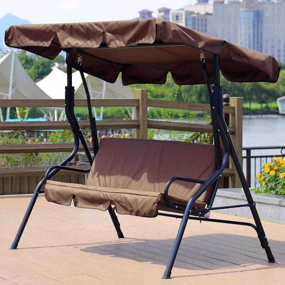 Focket Cojín para Asiento de Columpio, 150 x 150 x 10 cm, Tela Impermeable, Funda de cojín para Asiento de Columpio de 3 plazas, Buena Permeabilidad al Gas, para Patio y jardín (marrón)