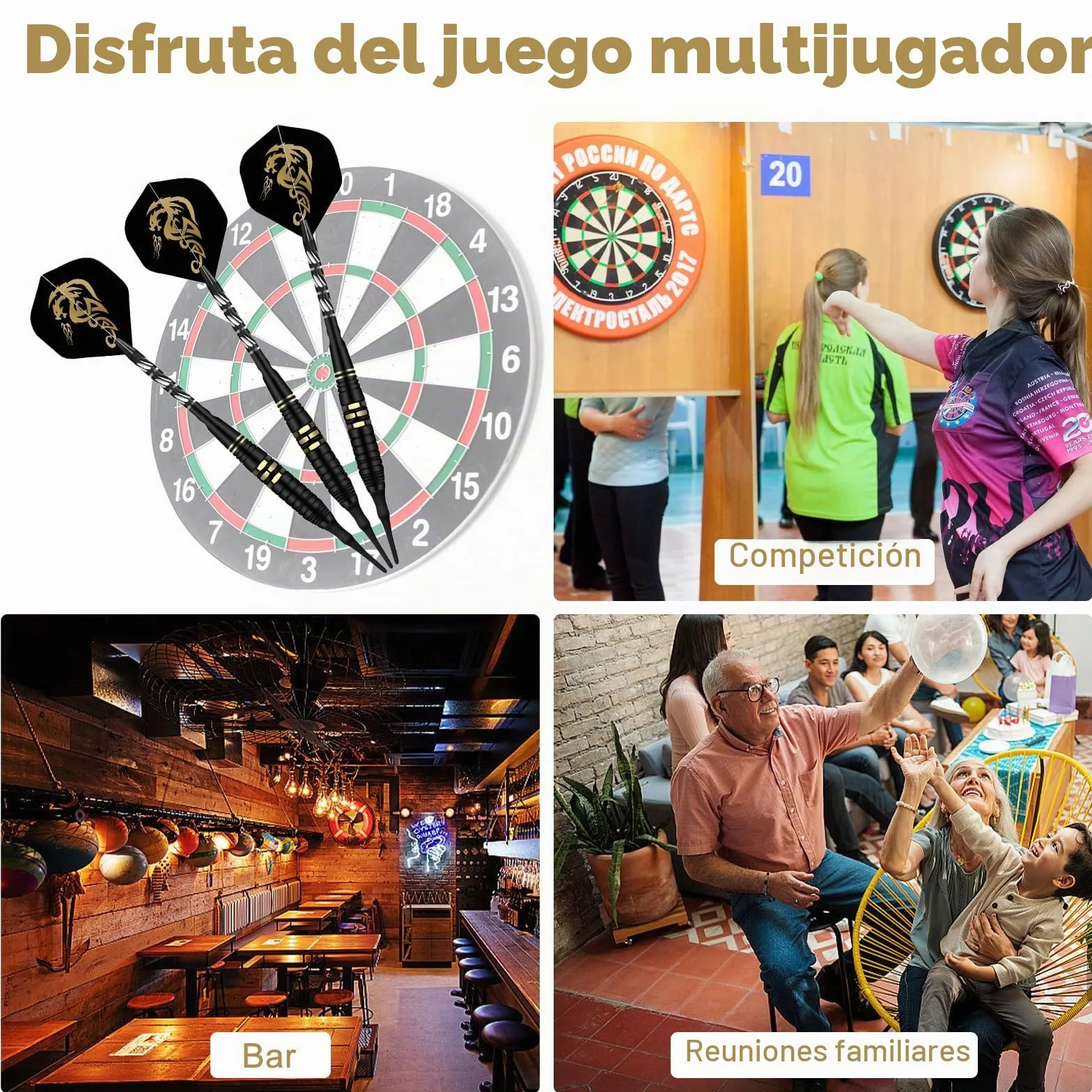 Dardos Blandos Profesionales 18 Gramos con Punta de Plástico para Diana Electrónica, Juego de 3