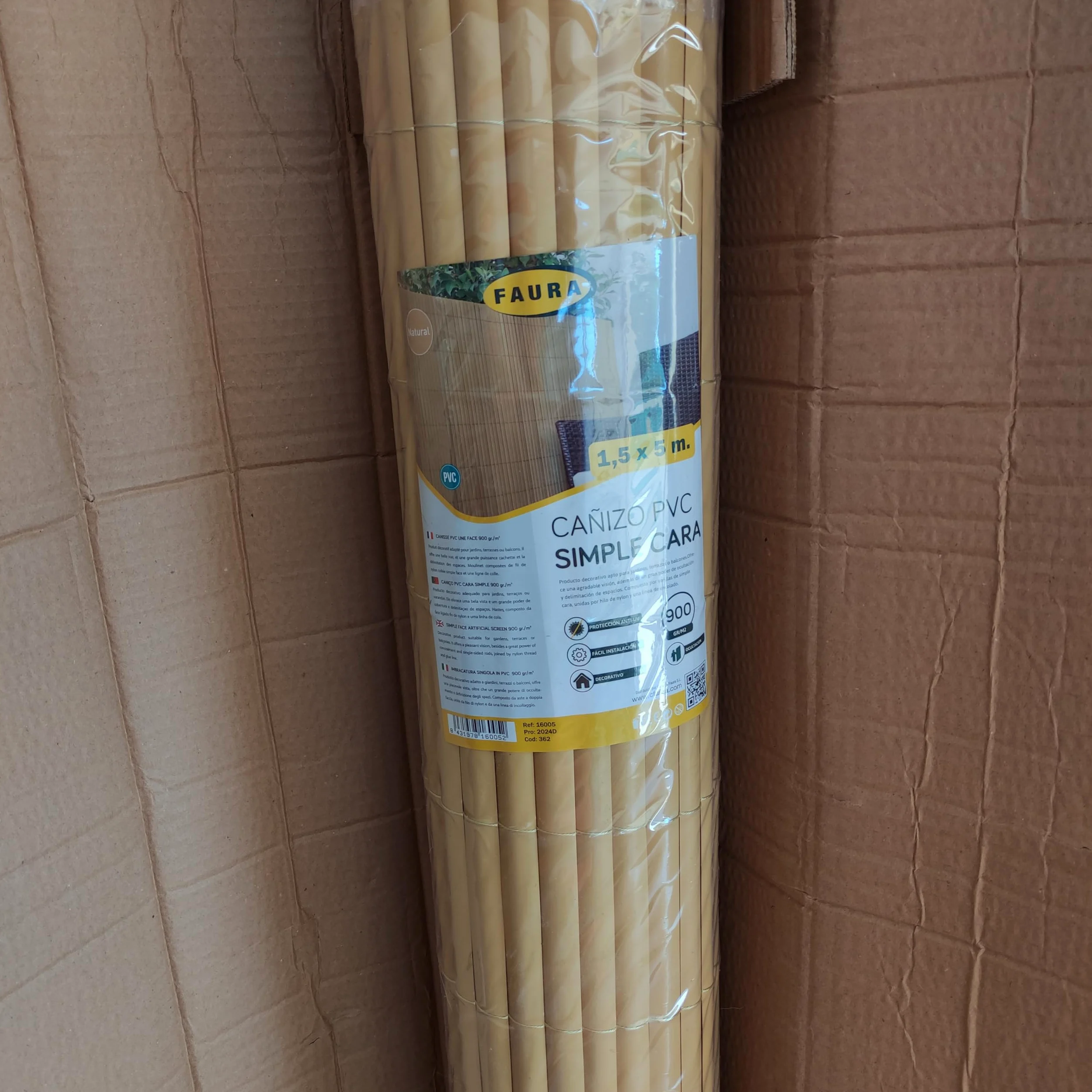Suinga Cañizo PVC | Cañizo Ocultación PVC Simple Cara | Valla Privacidad Pantalla | Valla Decoración Exterior UV (Beige, 1,5x5 m)