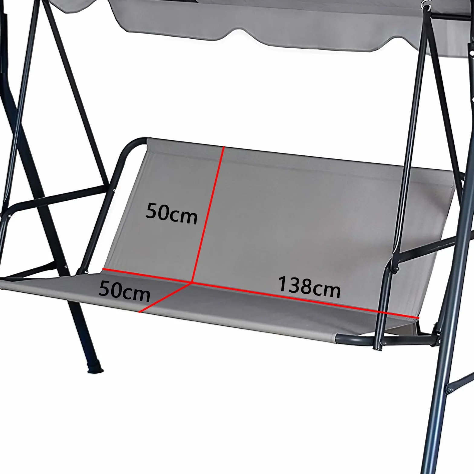 Funda de repuesto para columpio de jardín, funda de repuesto para silla de jardín, tejido Oxford 900D, resistente al agua, resistente a desgarros, para columpio de 2 y 3 plazas (gris, 138 x 50 x 50 cm