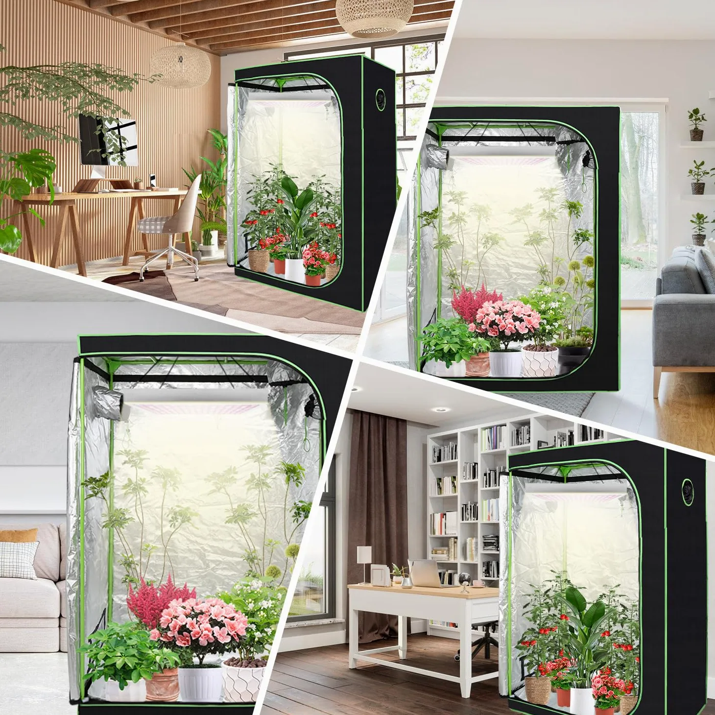 Daromigo Tienda de campaña para cultivo de plantas de color negro y verde, 120 x 60 x 180 cm, invernadero interior para plantas, carpas de cultivo con ventilación y reflectante Mylar Homegrowing