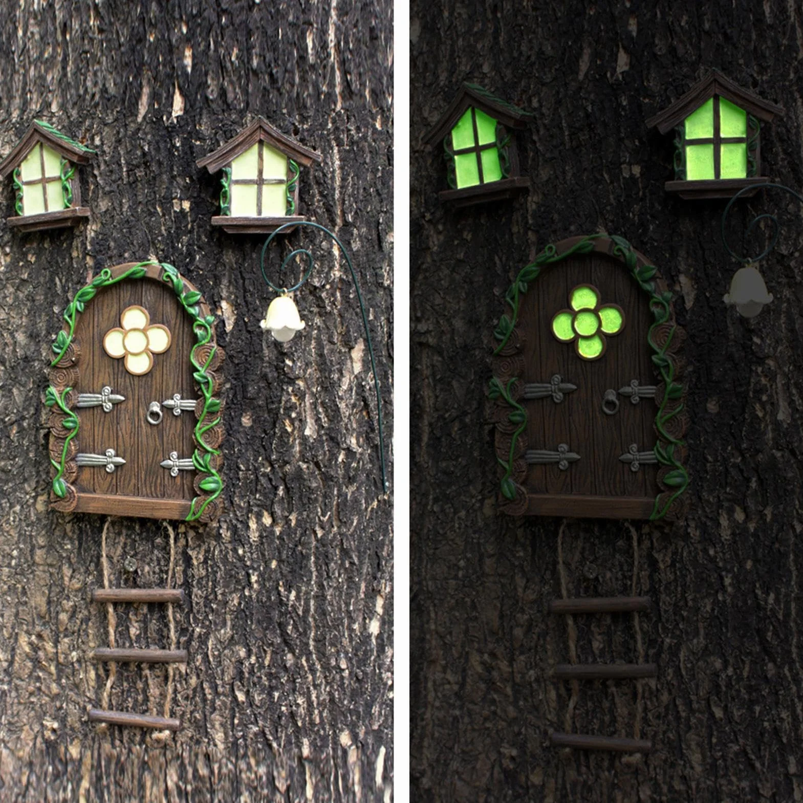 Casas de Hadas para niños, casa de Hadas de gnomo, Ventana y Puerta para árboles, Accesorios de jardín en Miniatura, diseño de jardín Encantado al Aire Libre, decoración de Adorno de césped