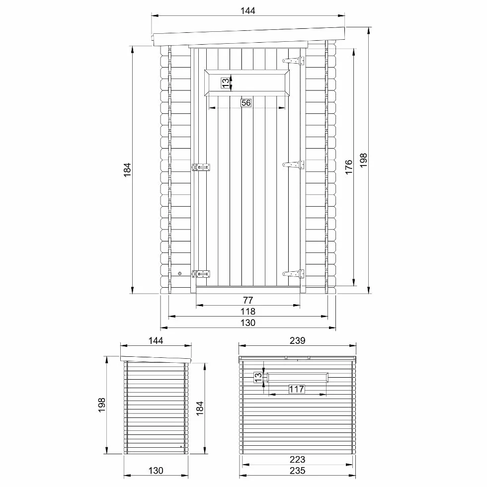 Casa de Almacenamiento jardín 144x239x198 cm/2.63m2 - Cobertizo de Madera pequeño - Techo, Ventana- TIMBELA M306A+M306G - con Suelo TRATADO