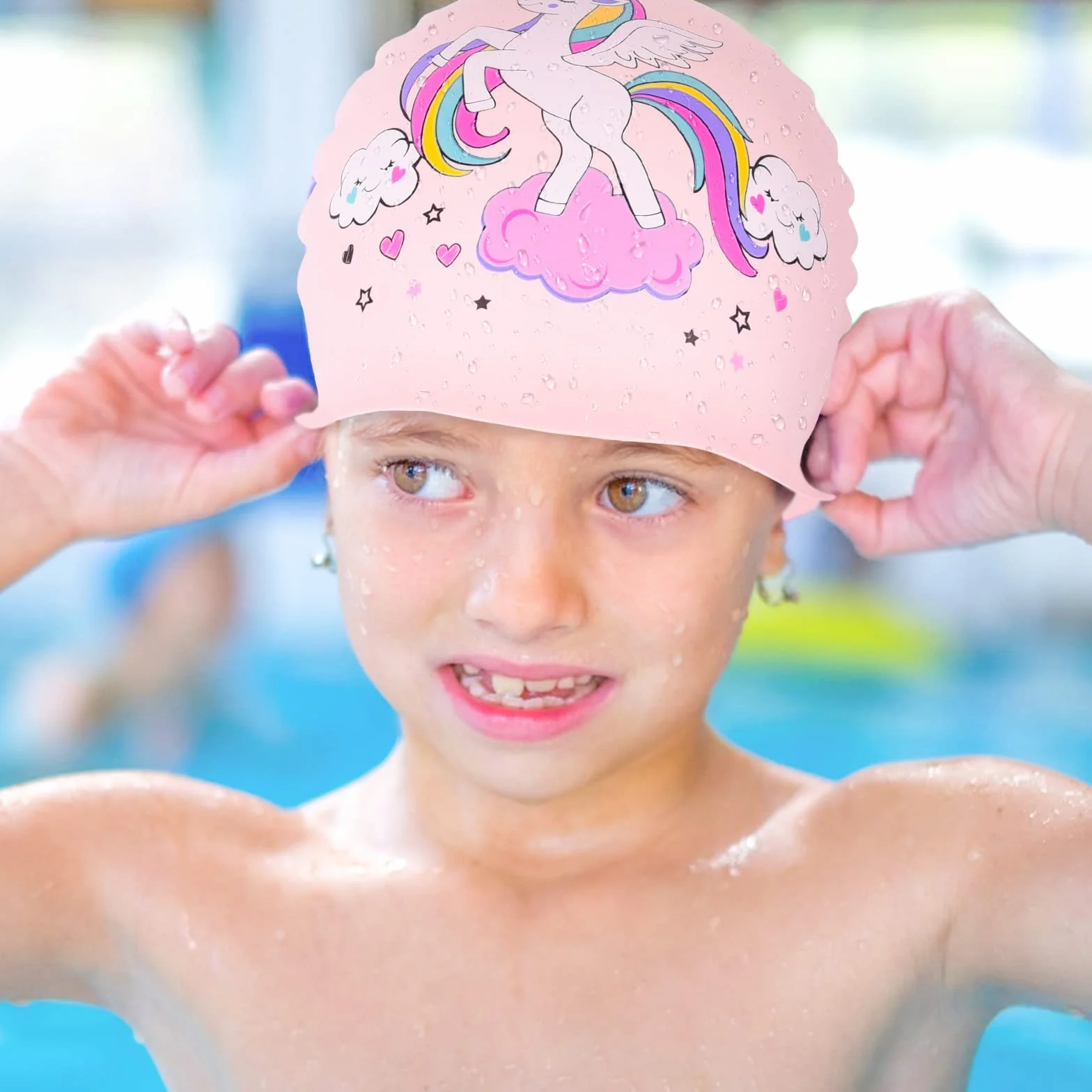 Ulikey Gorro Natación Silicona Impermeable Antideslizante para Piscina Niñas Niños con Tapones Oídos Pinza Nasal