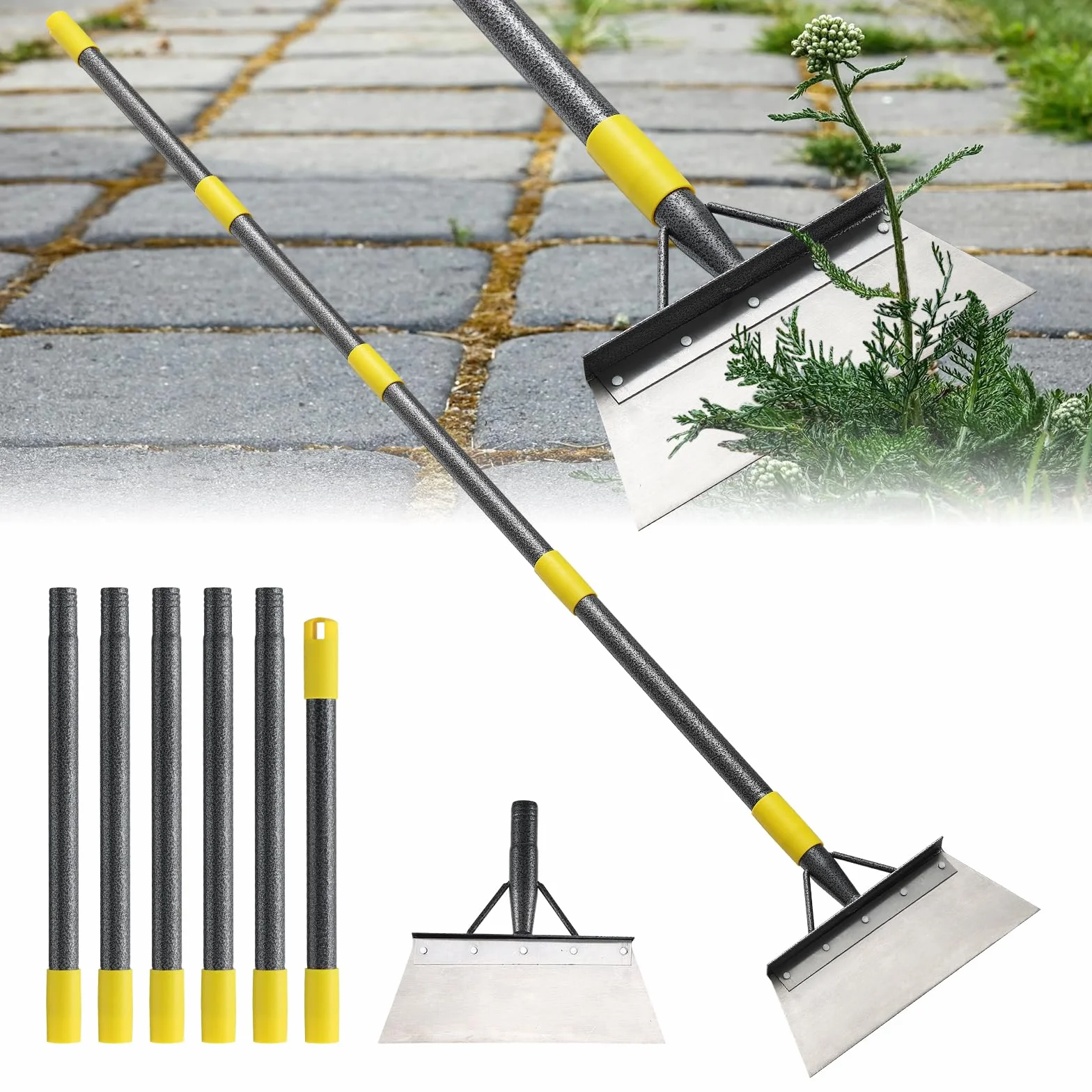 Pala plana de jardín, raspador de suelo de 74 pulgadas para aceras, pala de nieve, herramienta de eliminación de hielo para limpieza de jardín al aire libre, herramienta de escarcha para bordes de