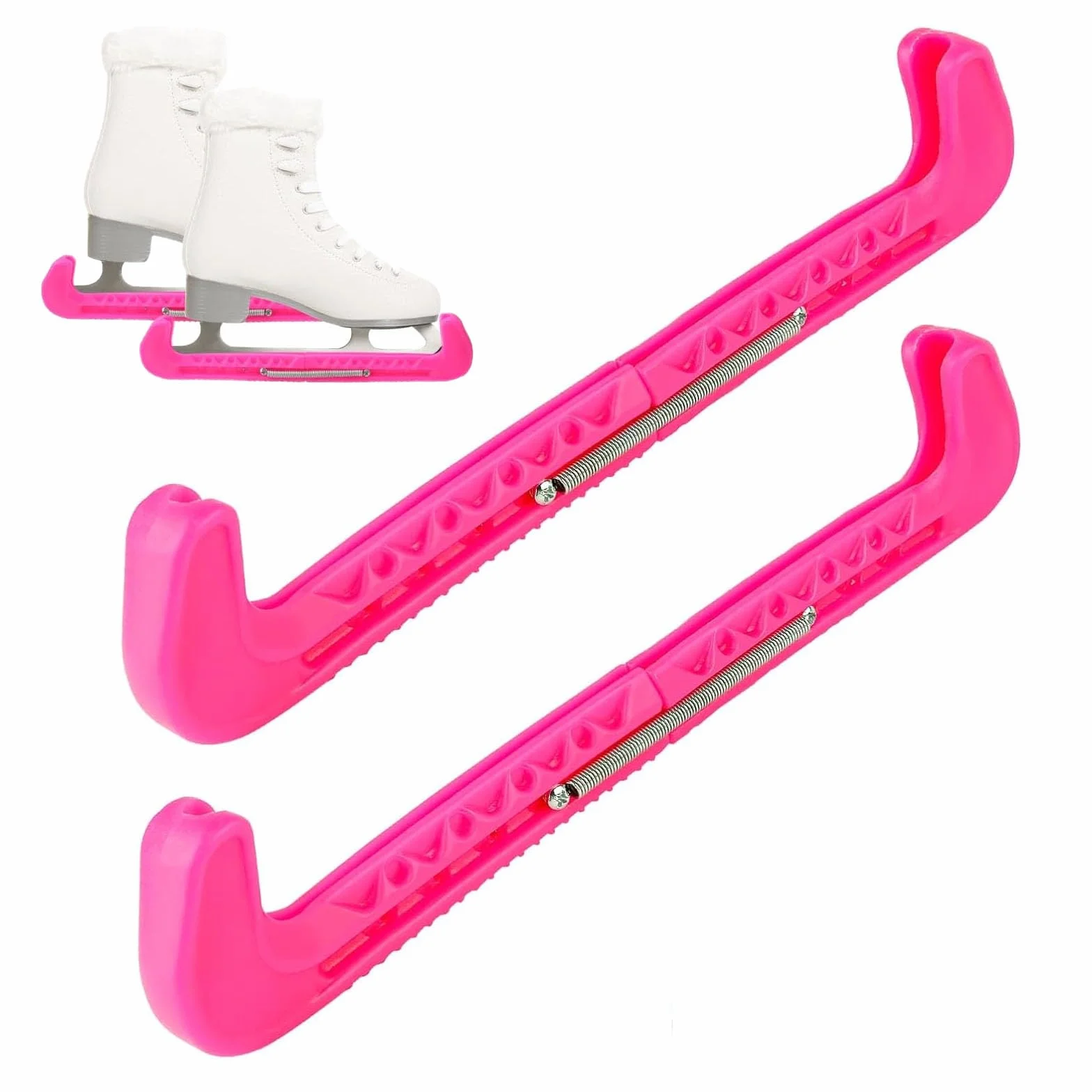 LightBeacon 1 Par de Protectores de Patines de Hielo Ajustables, Protecciones de Hoja para Patinaje Artístico, Rosa