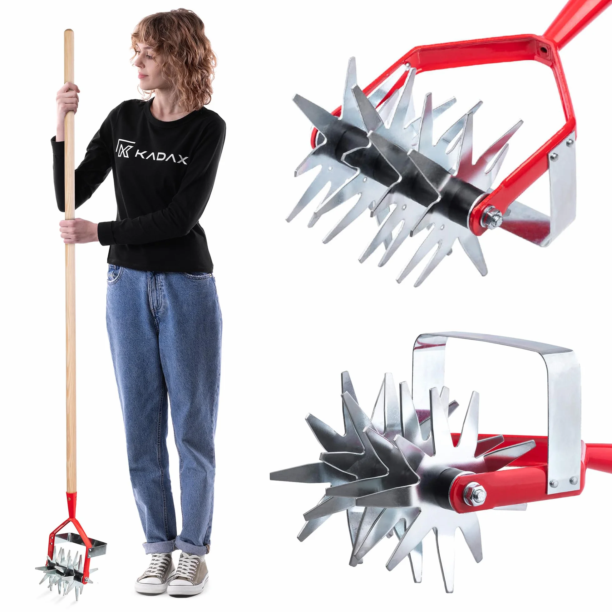 KADAX - Fresadora de Estrella con Cuchillo de jesser, fresadora de jardín, colector para aflojar el BO-Dens, cultivador para jardín, césped, Malas Hierbas, rallado, cultivador de Rodillo