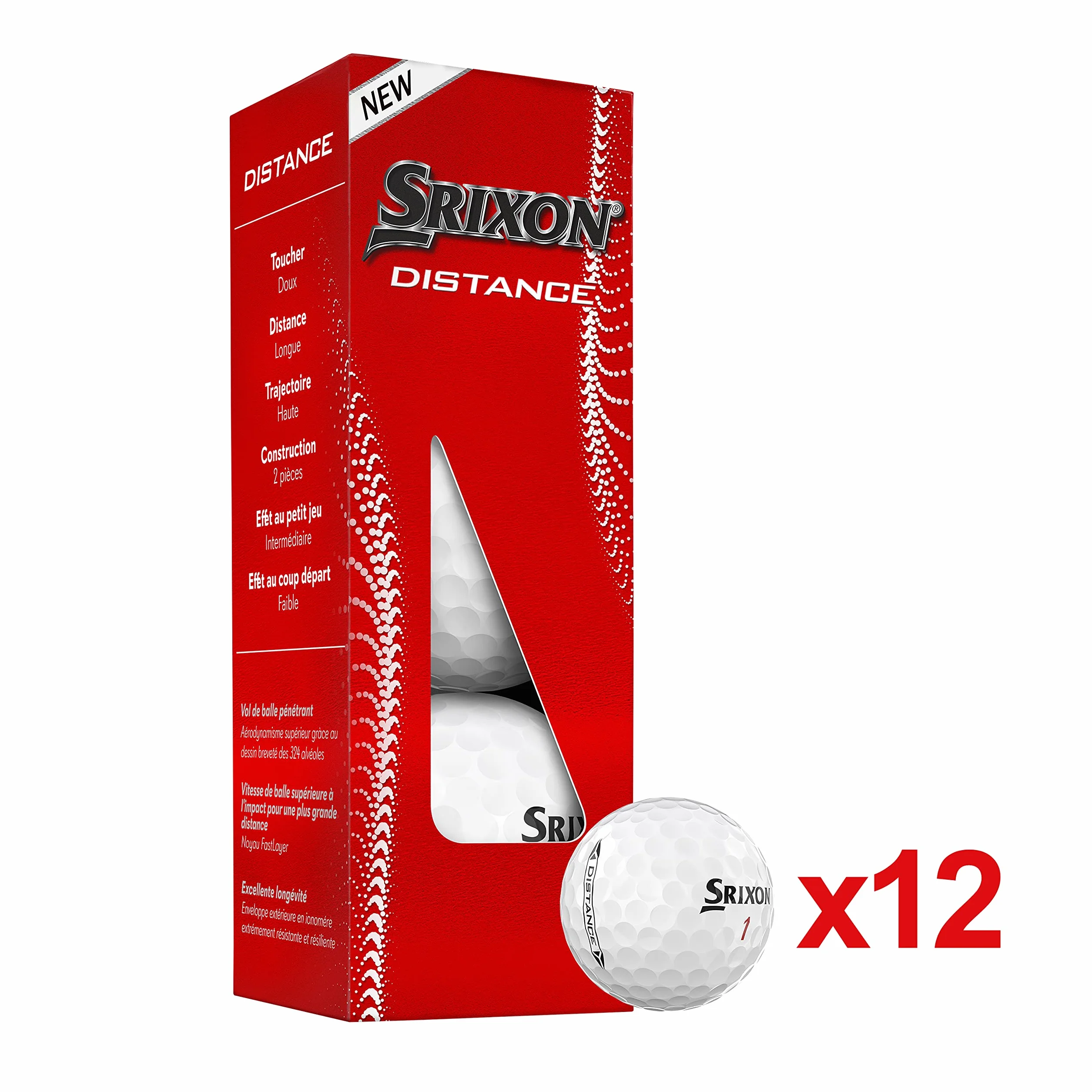 Srixon Distance 10 Pelotas de Golf Docena Alta Velocidad