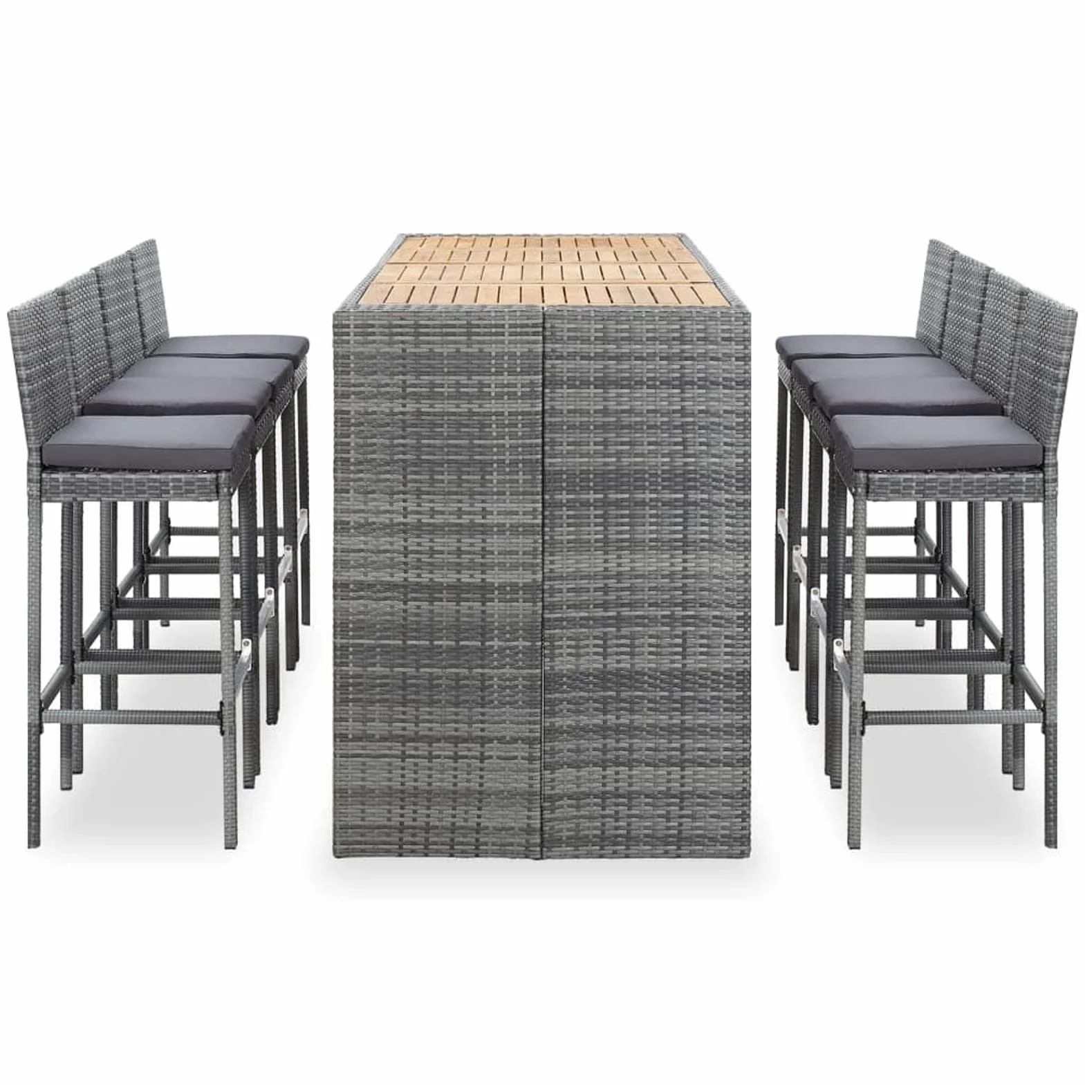 Homgoday Set Muebles Bar Jardín, 9Piezas y Cojines Patio Terraza Conjunto Casa Exterior Comedor Aire Libre Mesa Silla Asientos Ratán Sintético