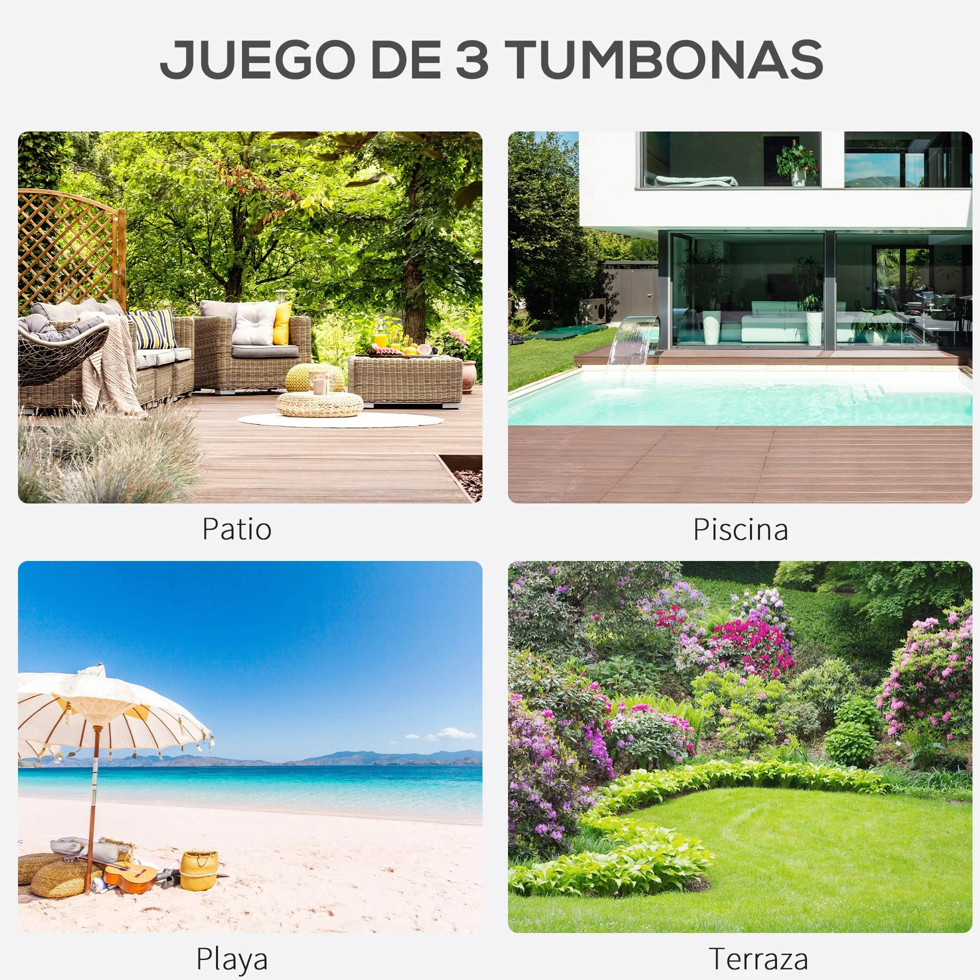 Outsunny Set de 2 Tumbonas Jardín Exterior con Mesa Auxiliar de Vidrio Templado Tumbonas con Respaldo Reposabrazos para Patio Piscina Terraza Exterior Negro