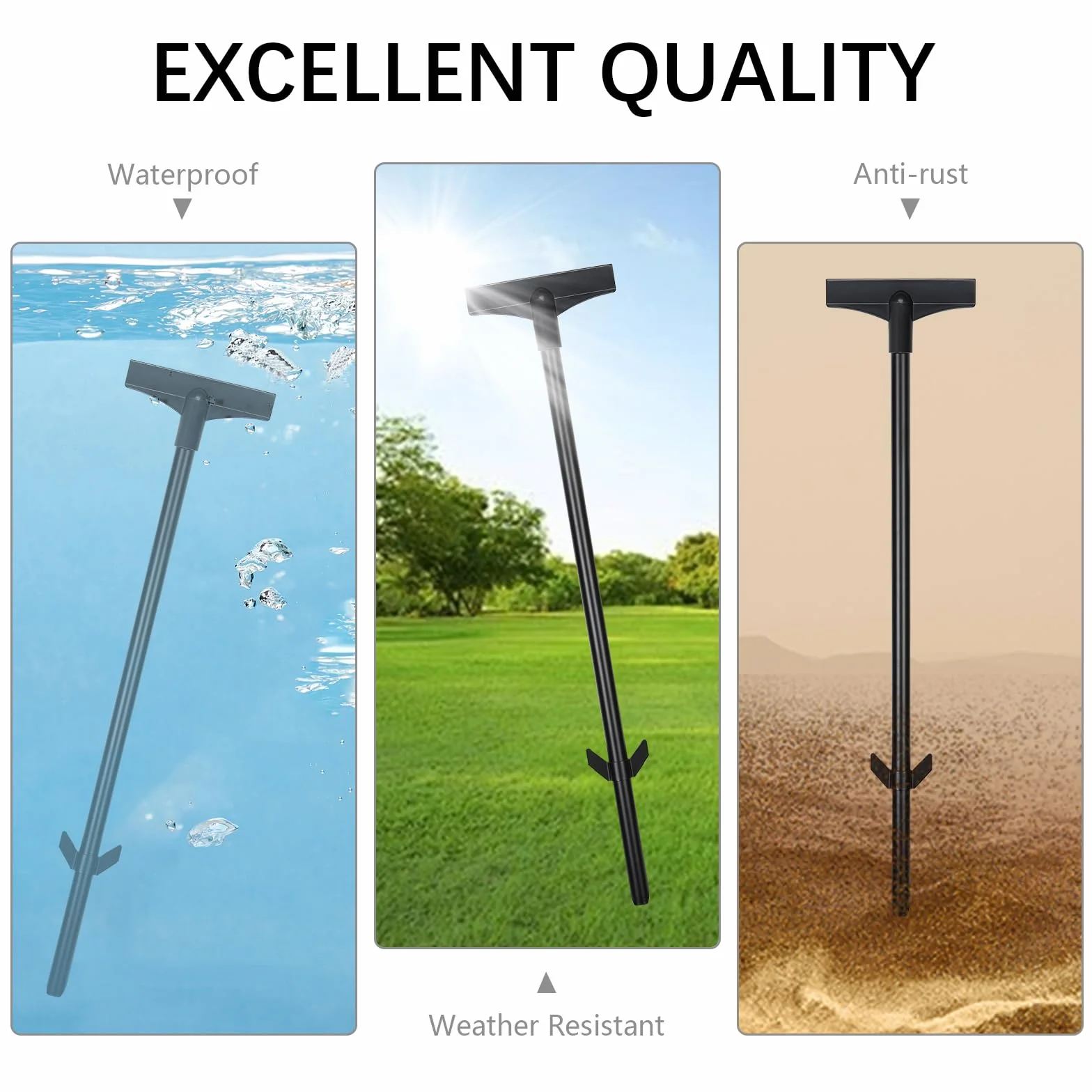 Estacas de señalización para carteles de 45 cm, soporte impermeable para señales de patio, soporte de letreros de metal, color negro, para jardín, patio, césped (4, negro)